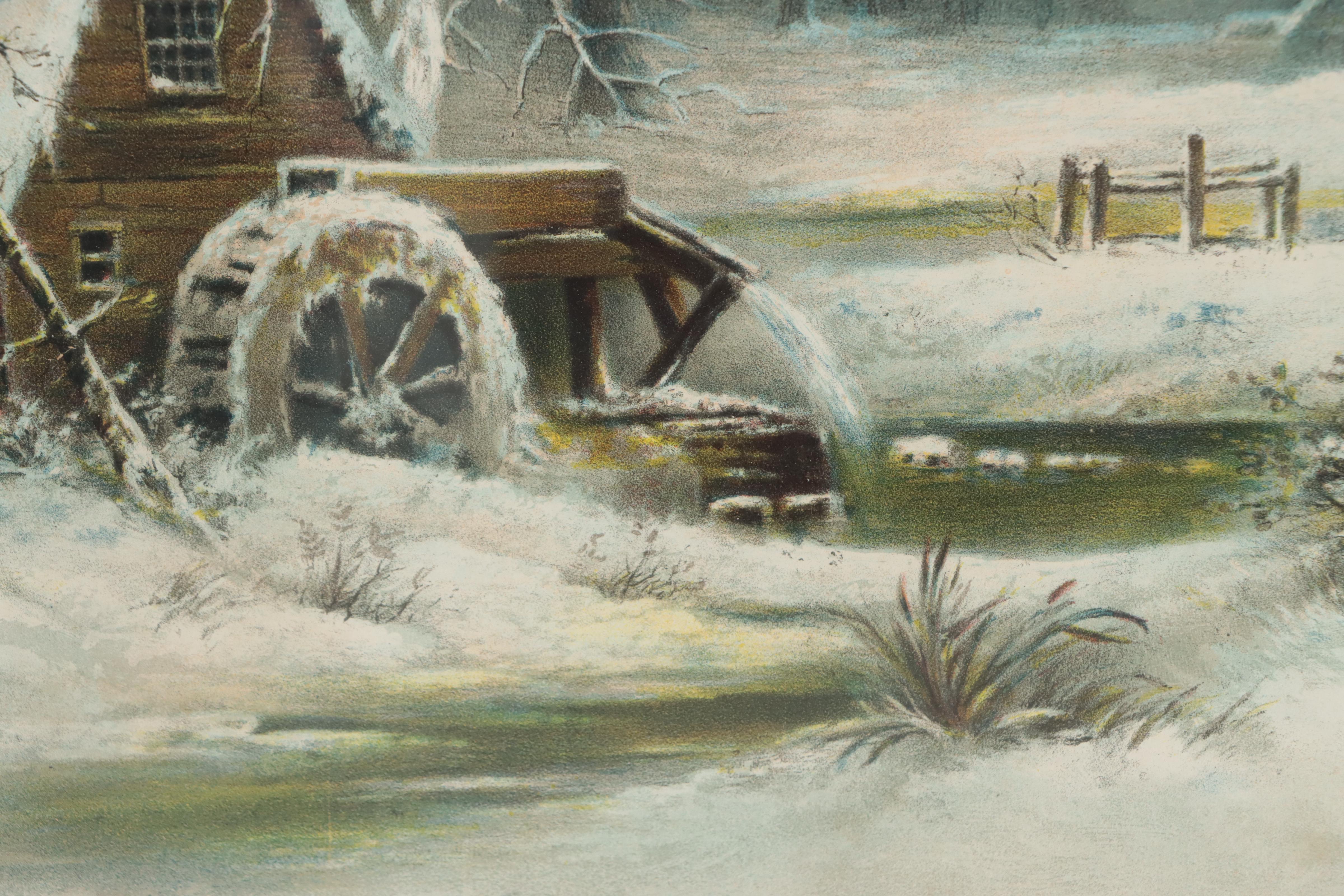 Chandler Color Lithograph "The Old Water Mill"