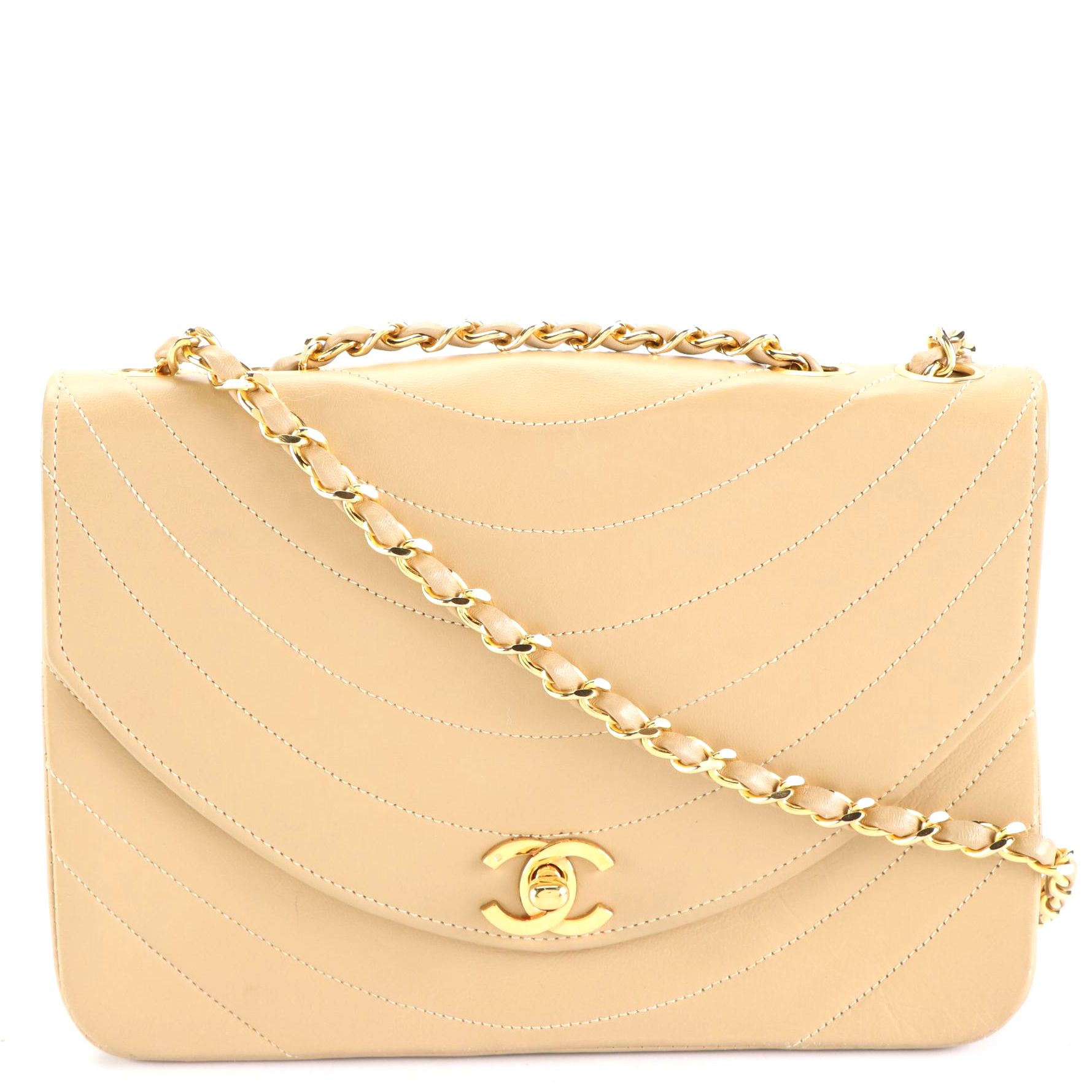 Chanel CC Half Moon Flap Bag in Lambskin Leather