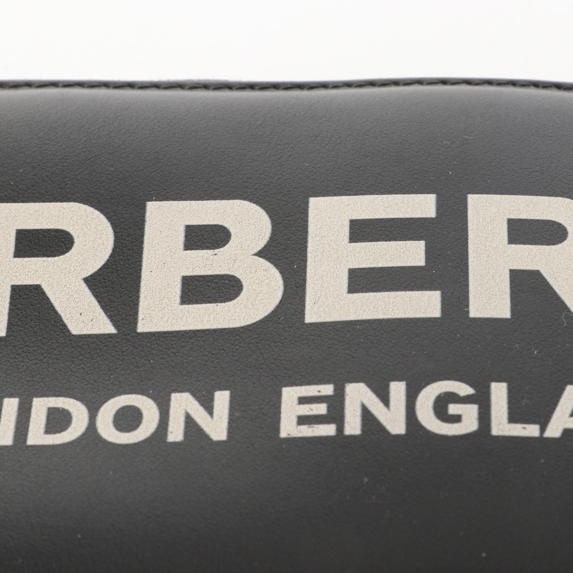 Burberry Logo Zip-Around Wallet in Smooth Black Leather