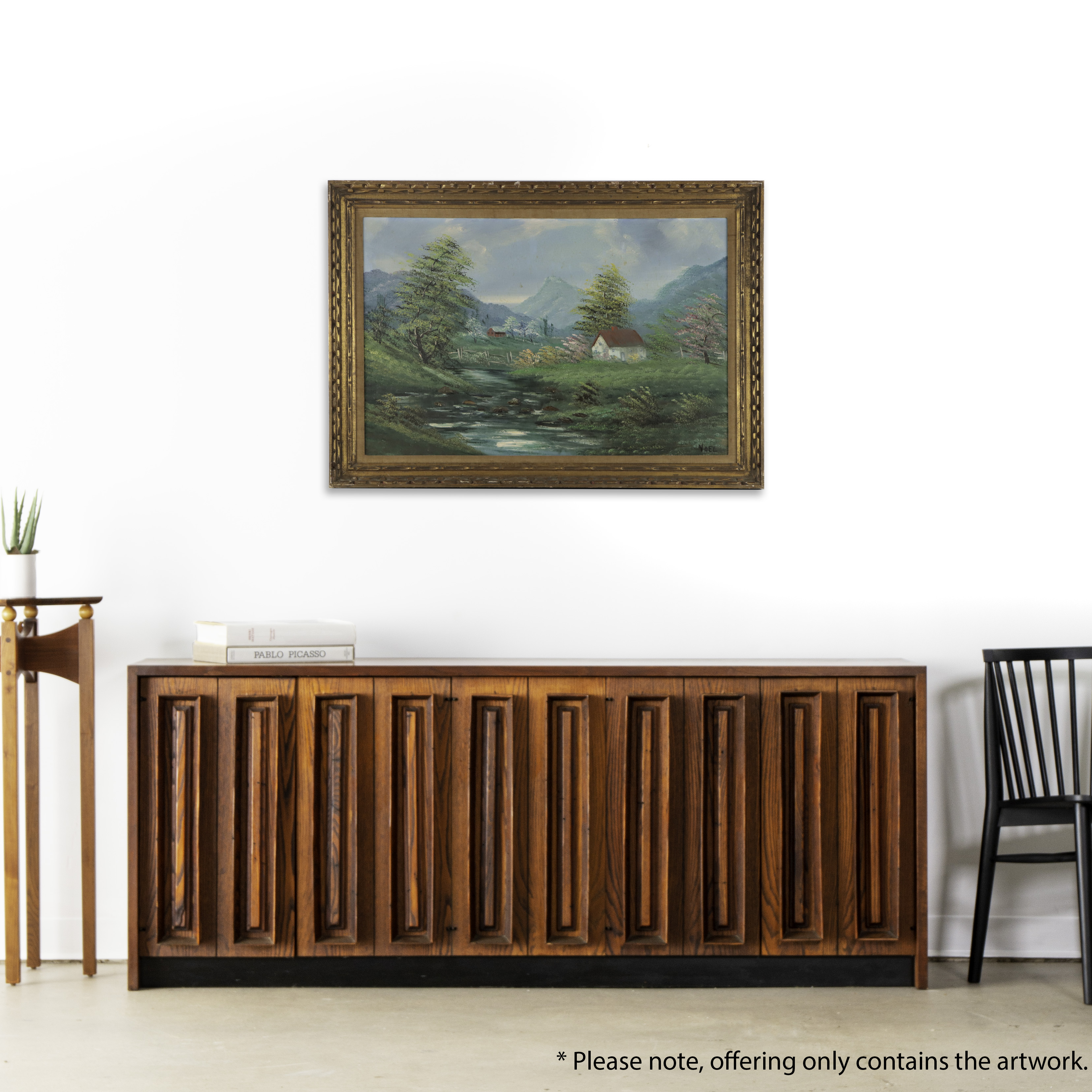 Naive Country Landscape Oil Painting