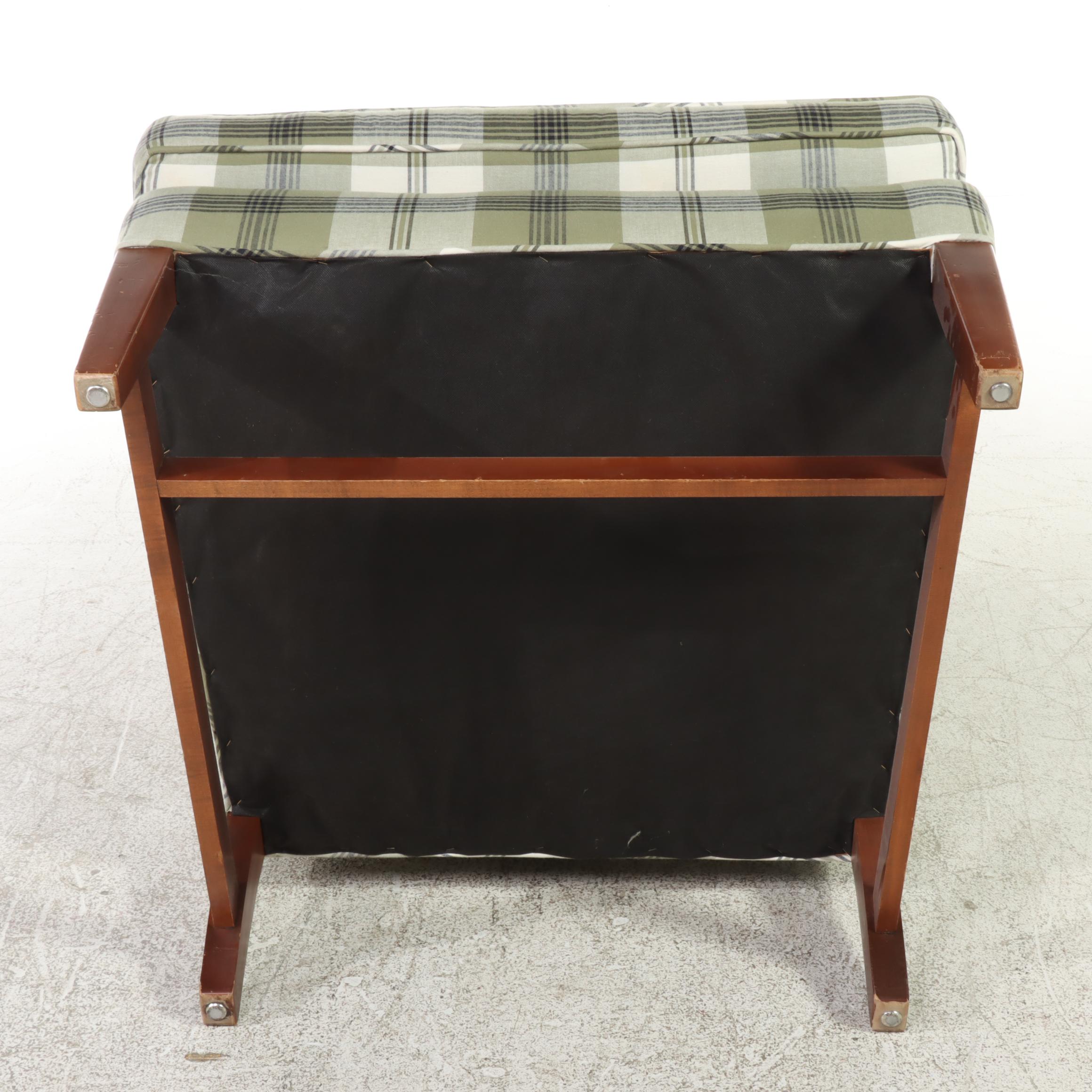 Consider H. Willett Federal Style Plaid Wingback Armchair, Late 20th Century
