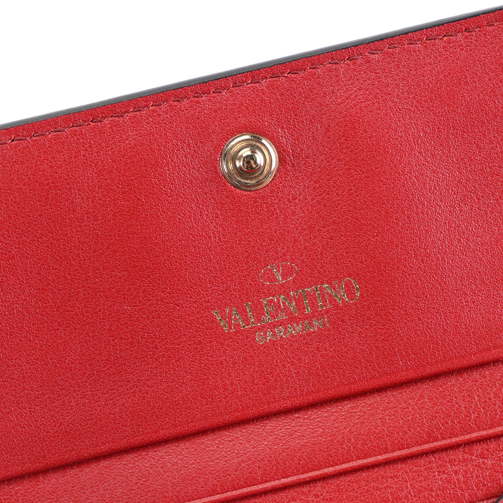 Valentino Rockstud Leather Compact Wallet