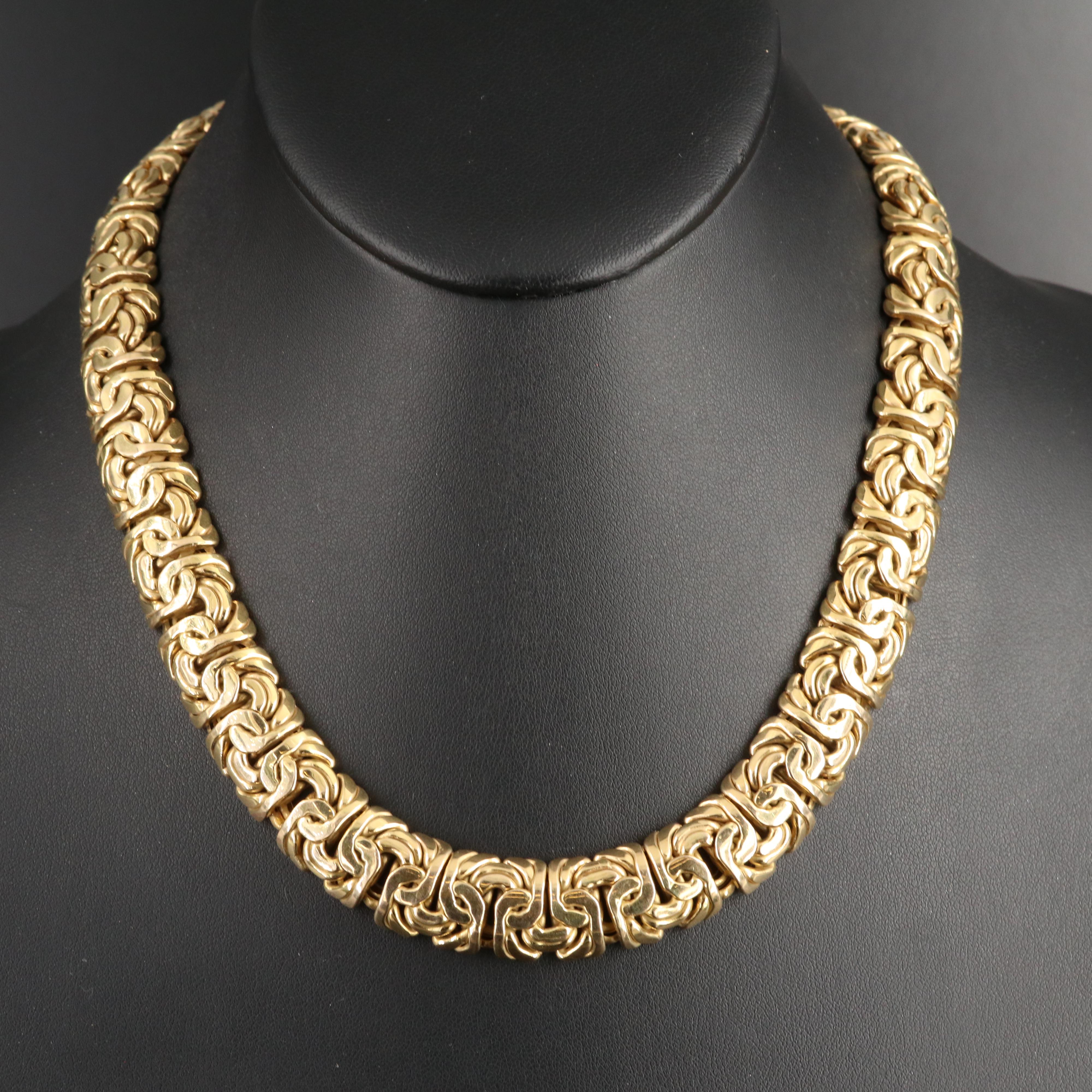 Italian 14K Domed Byzantine Chain Necklace
