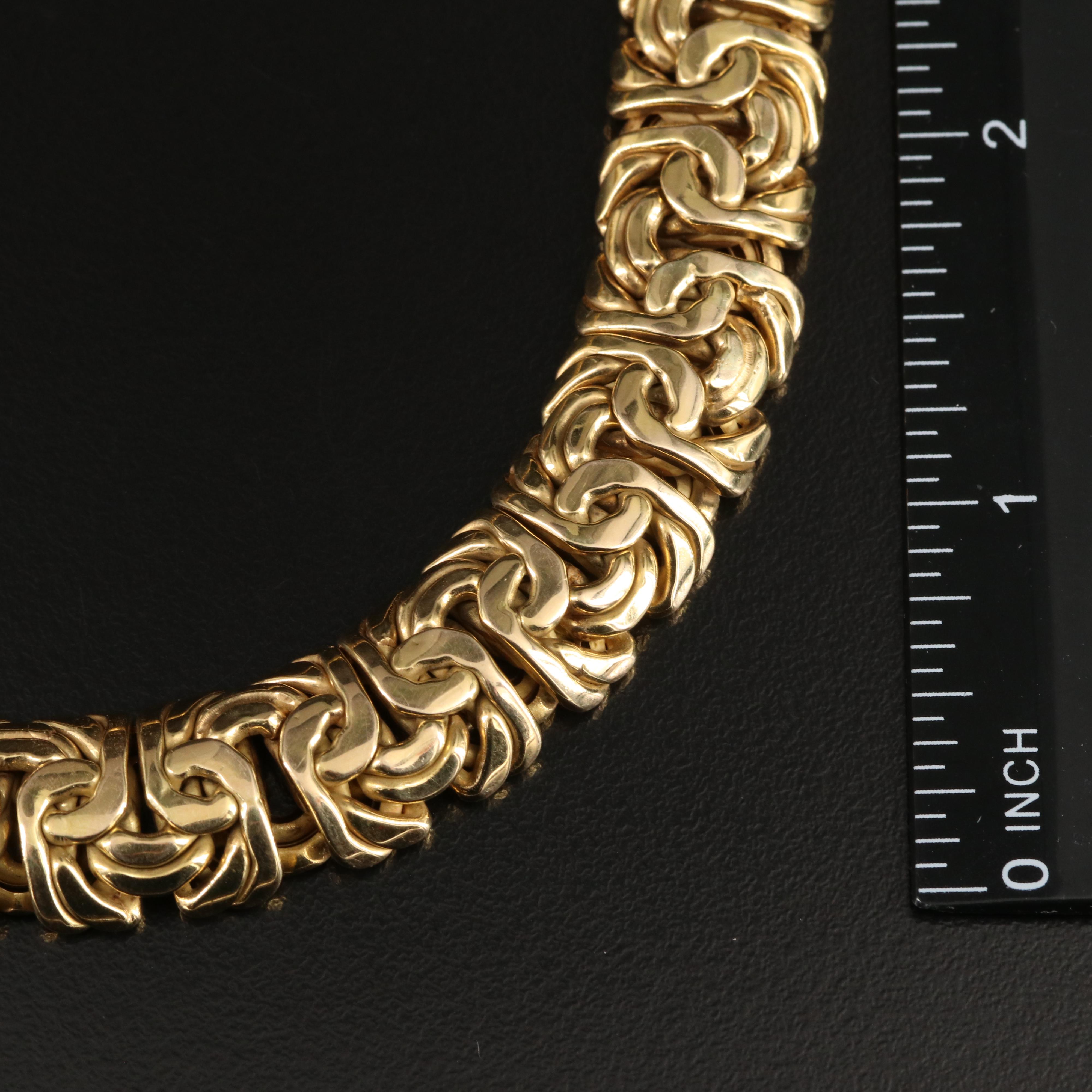 Italian 14K Domed Byzantine Chain Necklace