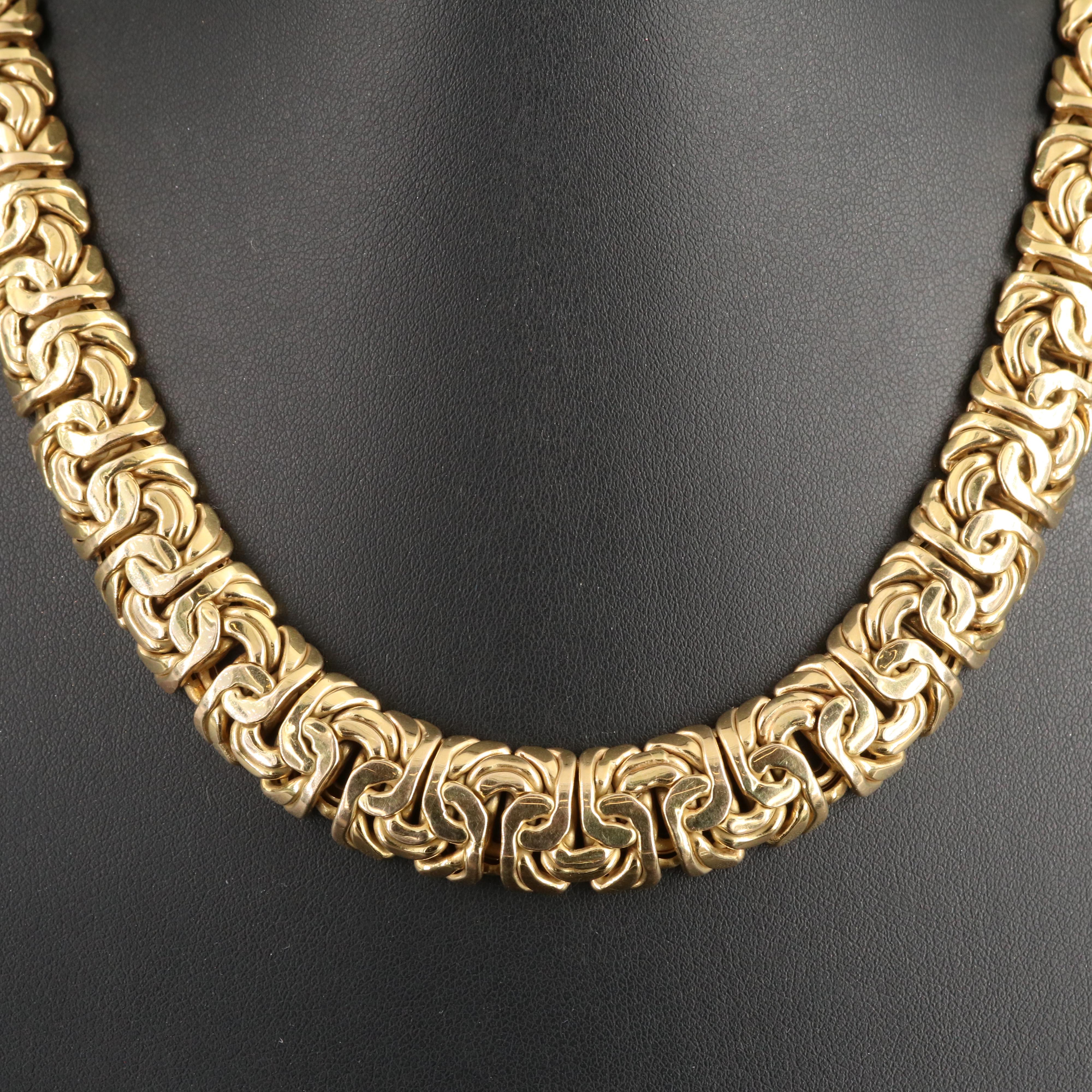 Italian 14K Domed Byzantine Chain Necklace