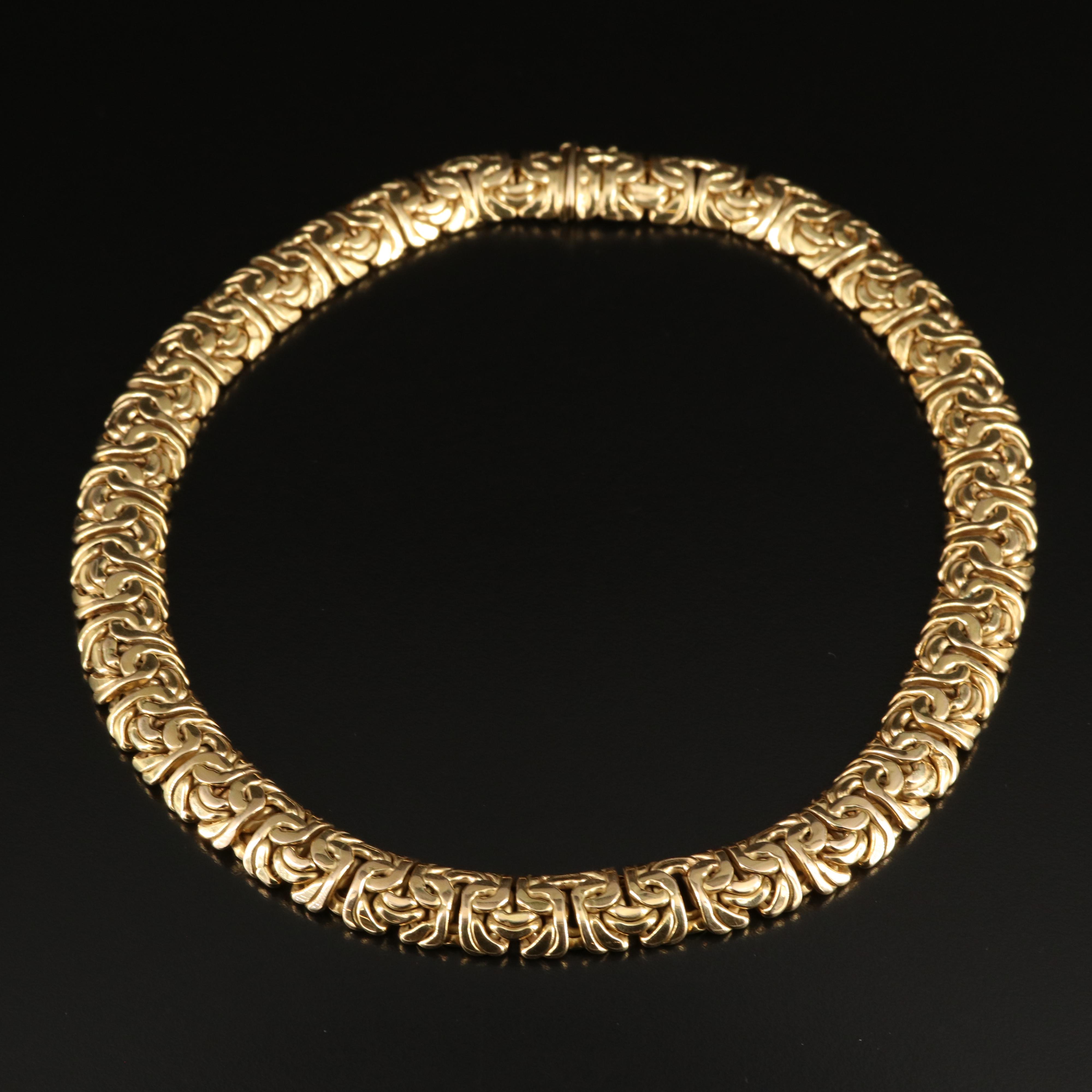 Italian 14K Domed Byzantine Chain Necklace