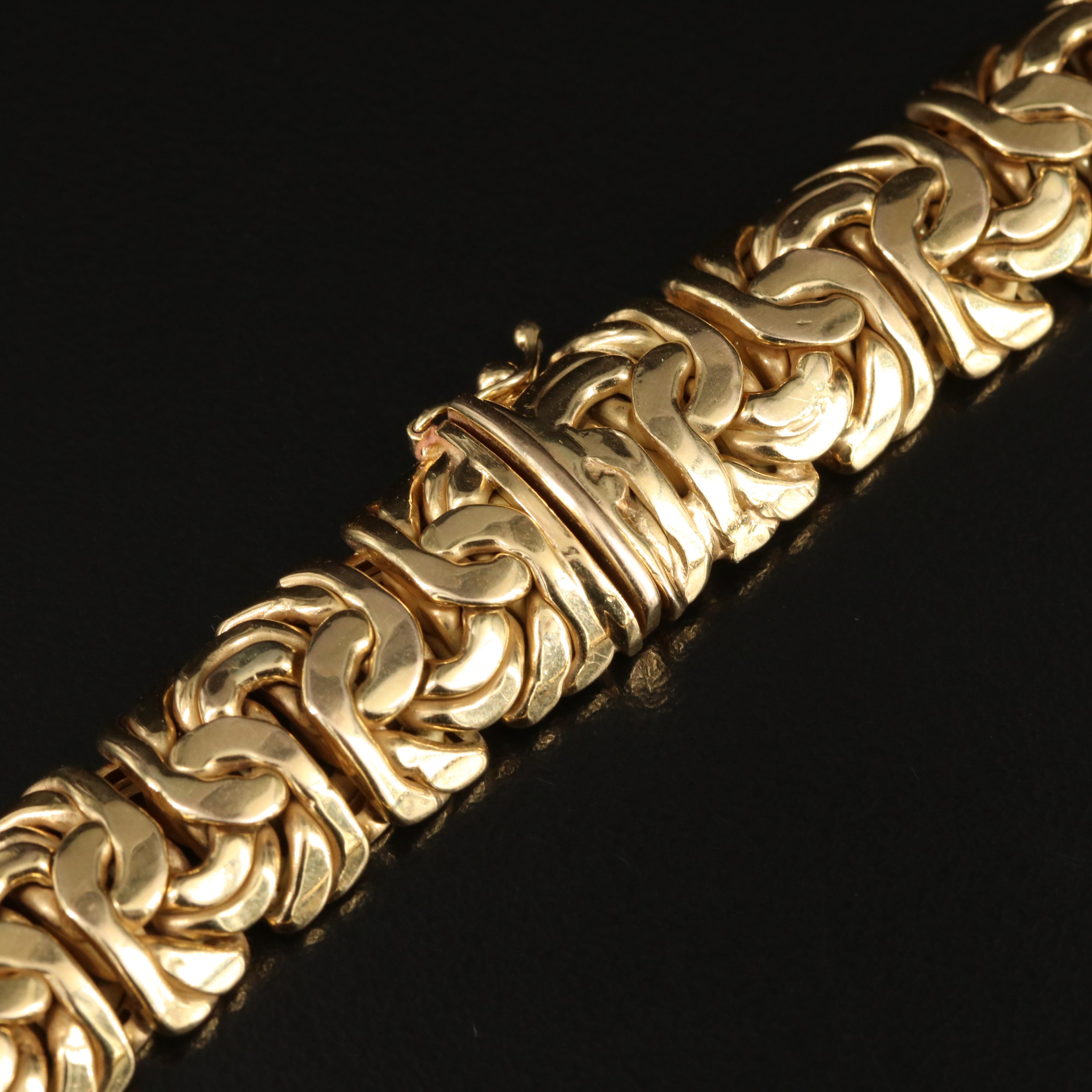 Italian 14K Domed Byzantine Chain Necklace