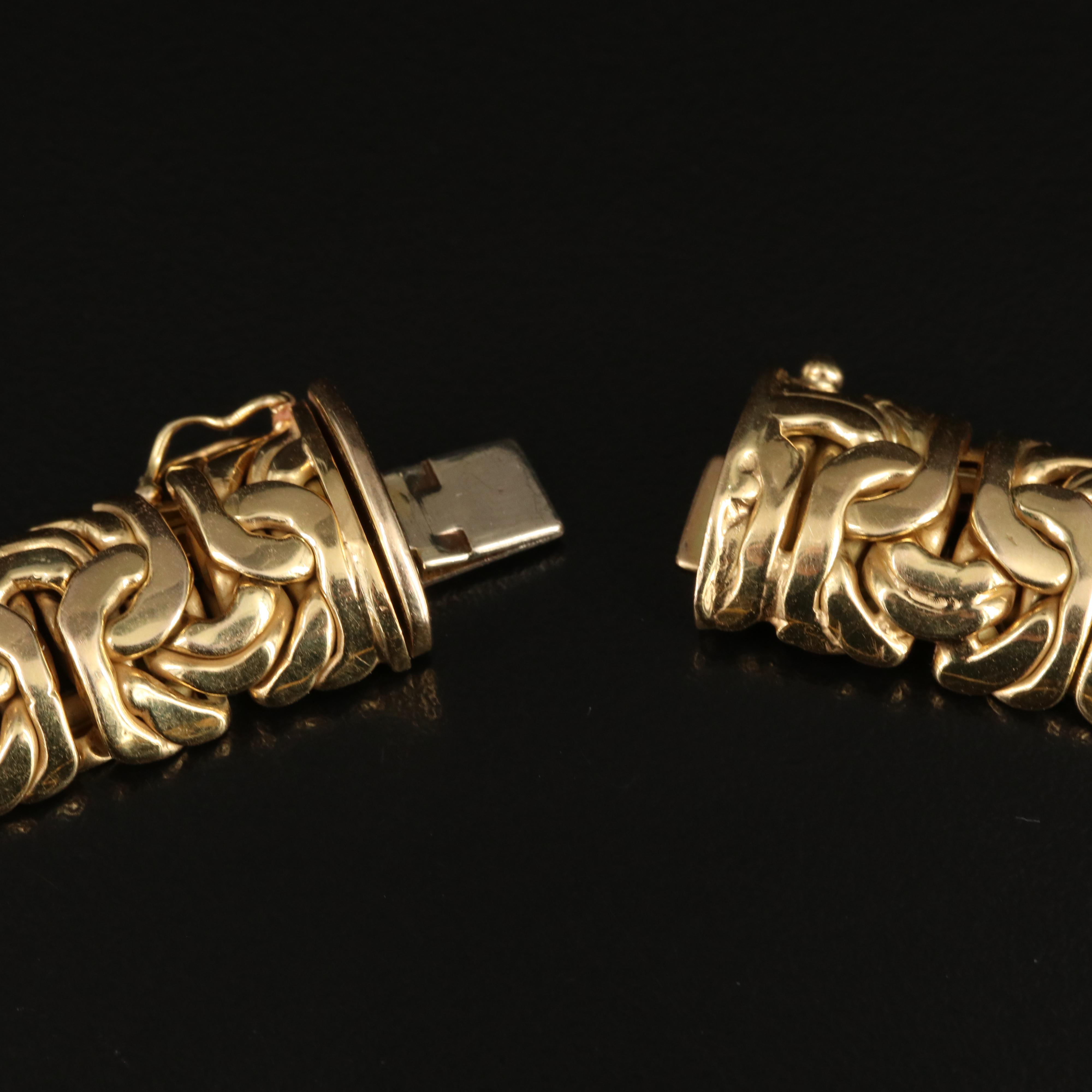 Italian 14K Domed Byzantine Chain Necklace