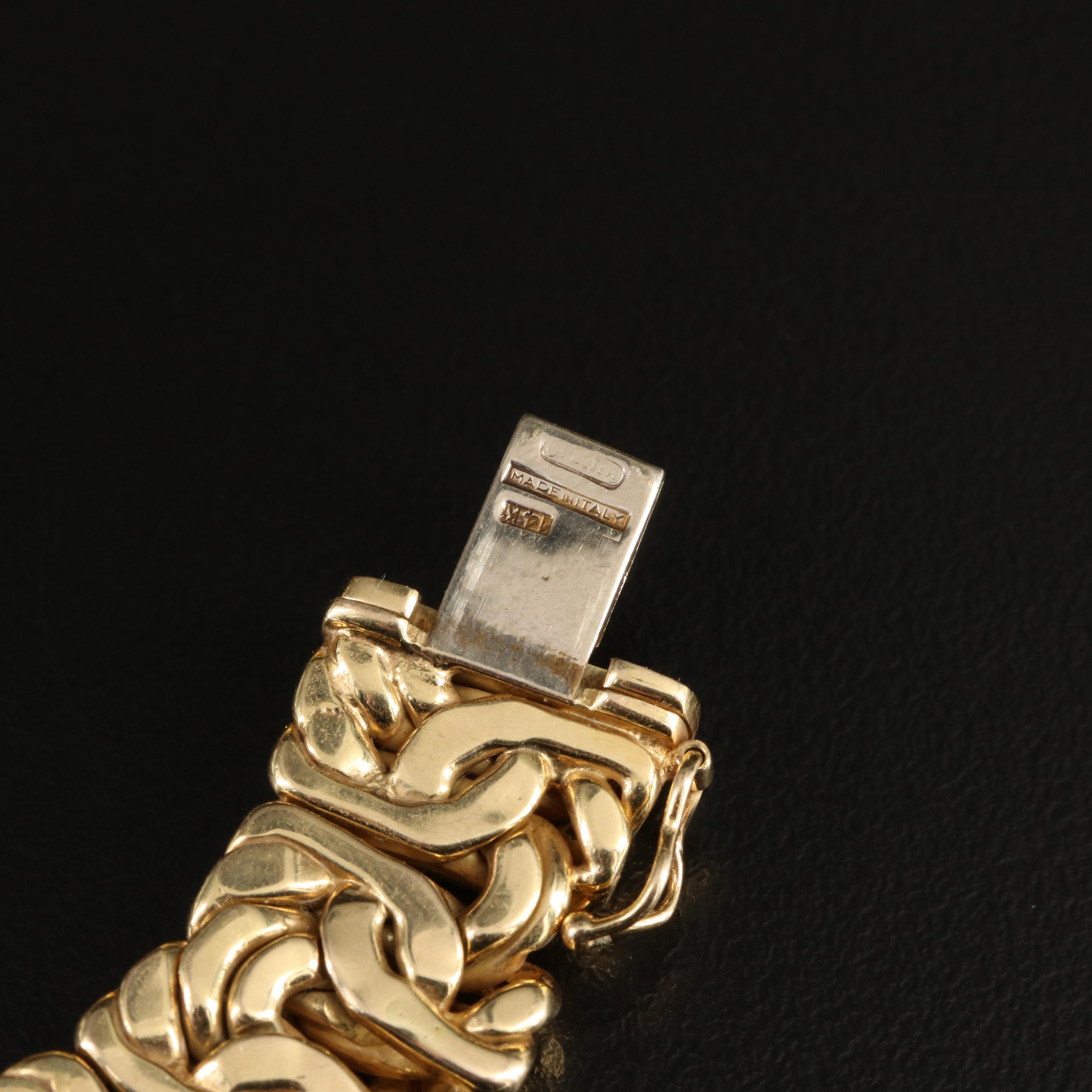 Italian 14K Domed Byzantine Chain Necklace