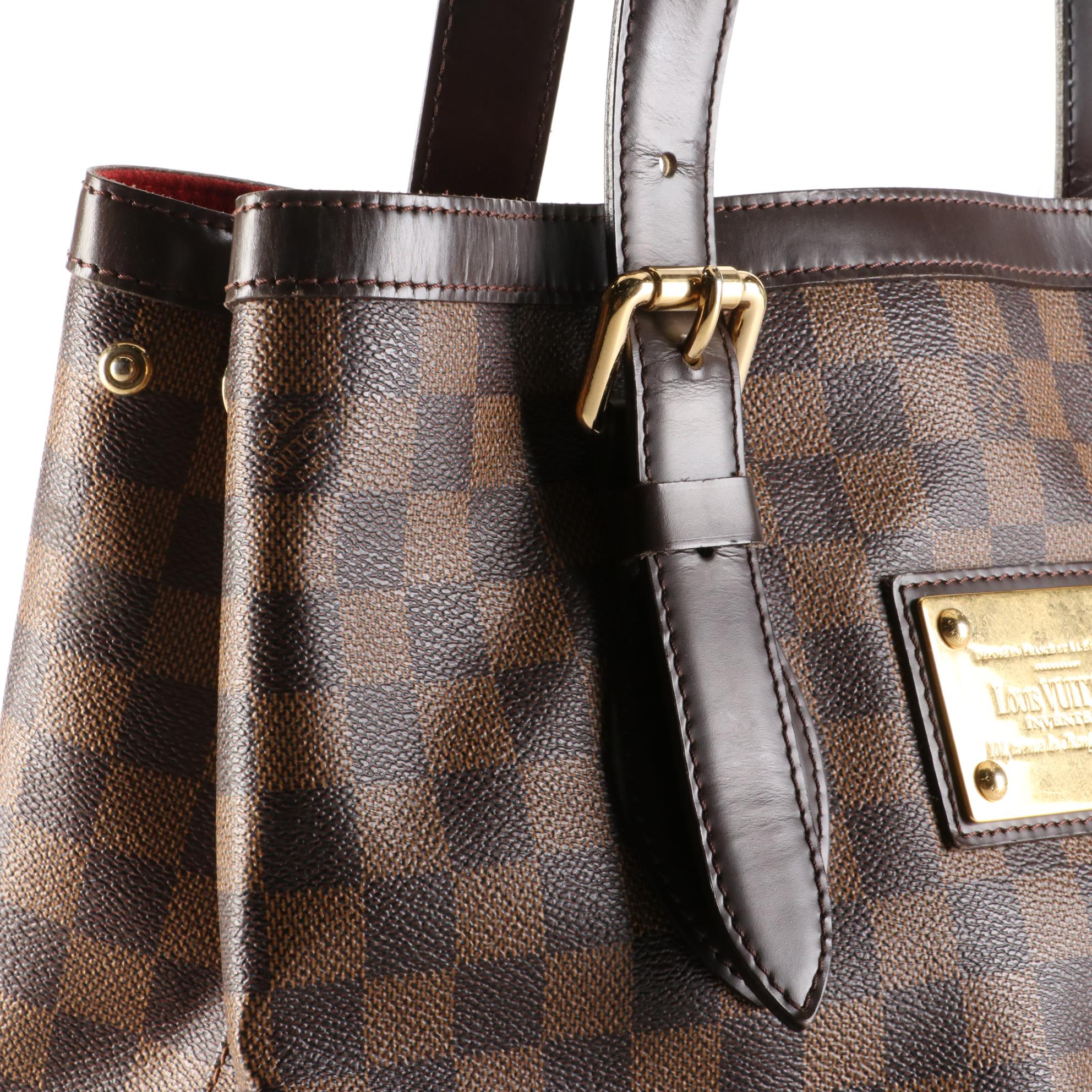Louis Vuitton Hampstead MM Bag in Damier Ebene Canvas and Smooth Leather