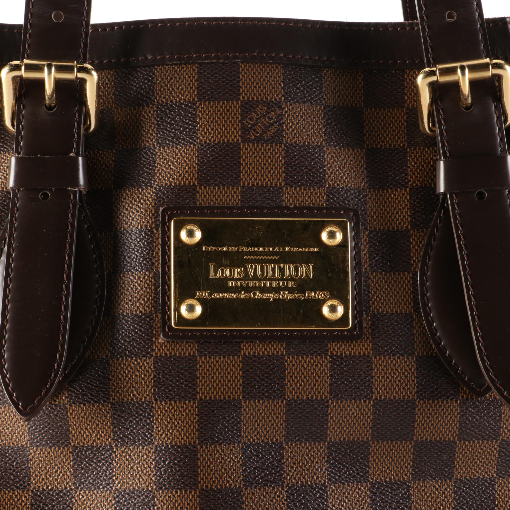 Louis Vuitton Hampstead MM Bag in Damier Ebene Canvas and Smooth Leather