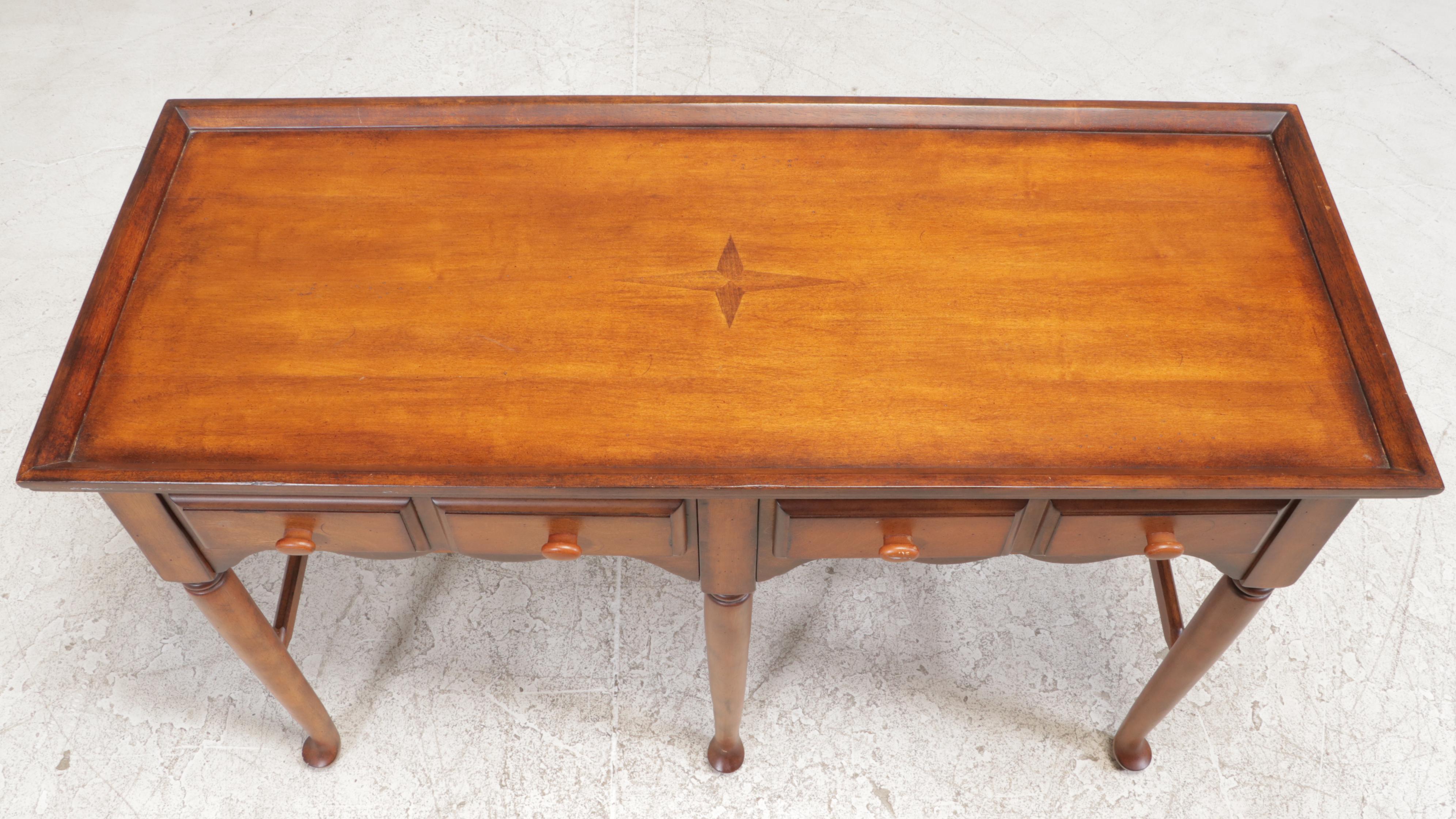 Klaussner Queen Anne Style Tray-Top Console Table with Inlaid Four-Point Star