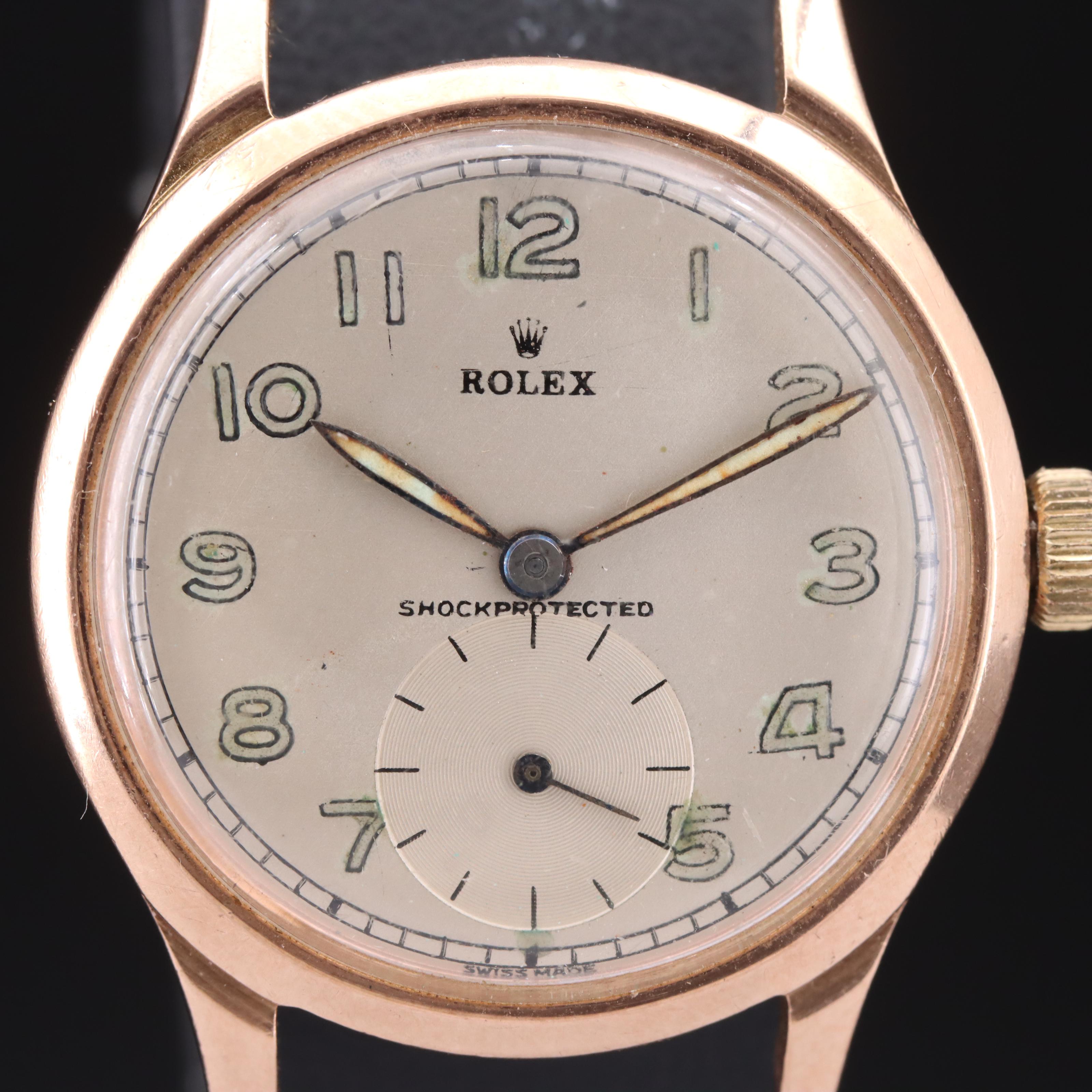 Vintage Rolex 9K Rose Gold Case Watch
