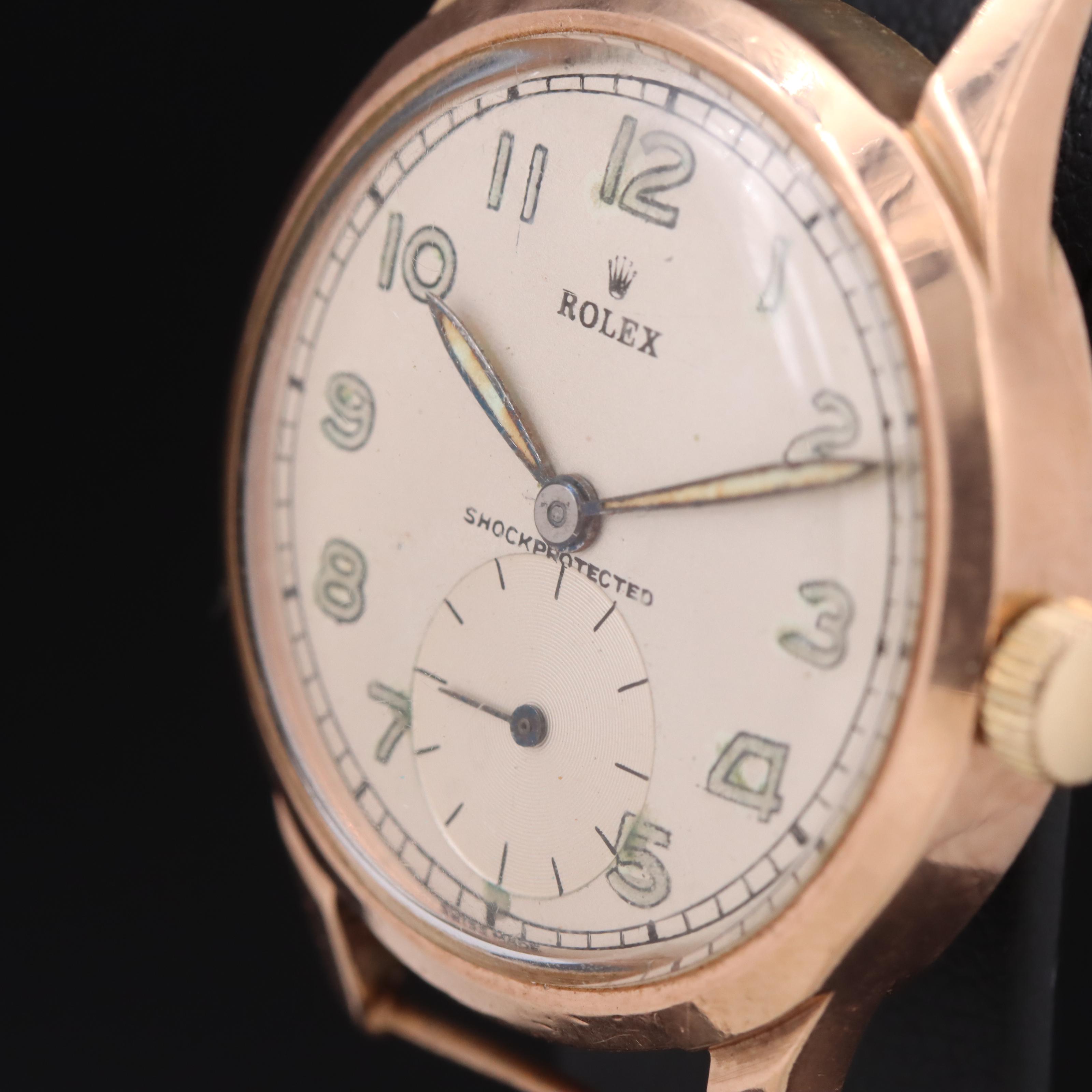 Vintage Rolex 9K Rose Gold Case Watch
