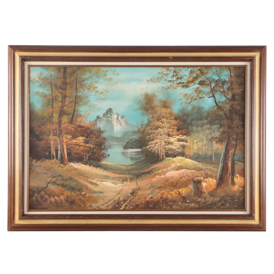 Woodland Mountain Landscape Oil Painting