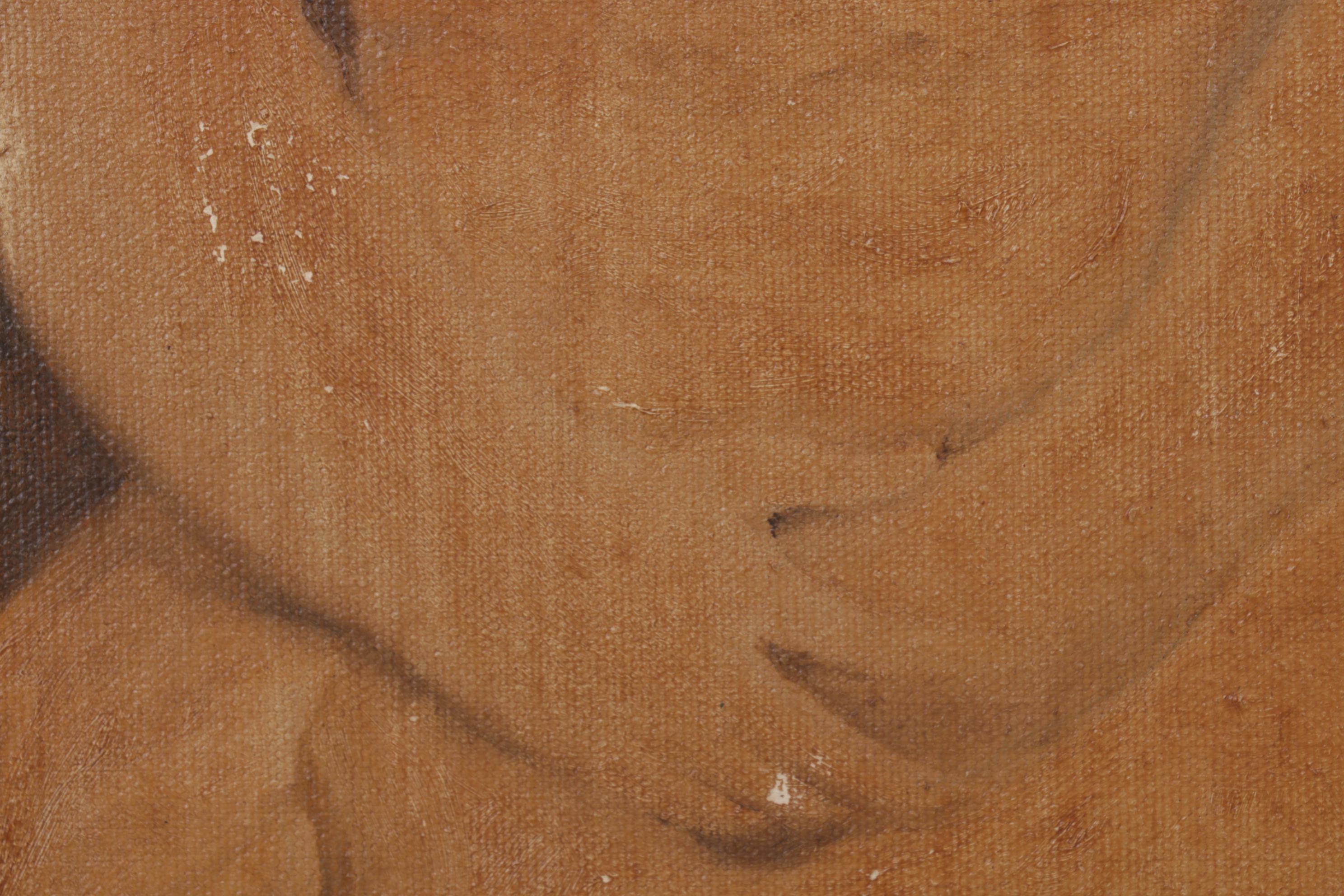 William Rigsby Folk Art Portrait Oil Painting of Young Girl, 1964