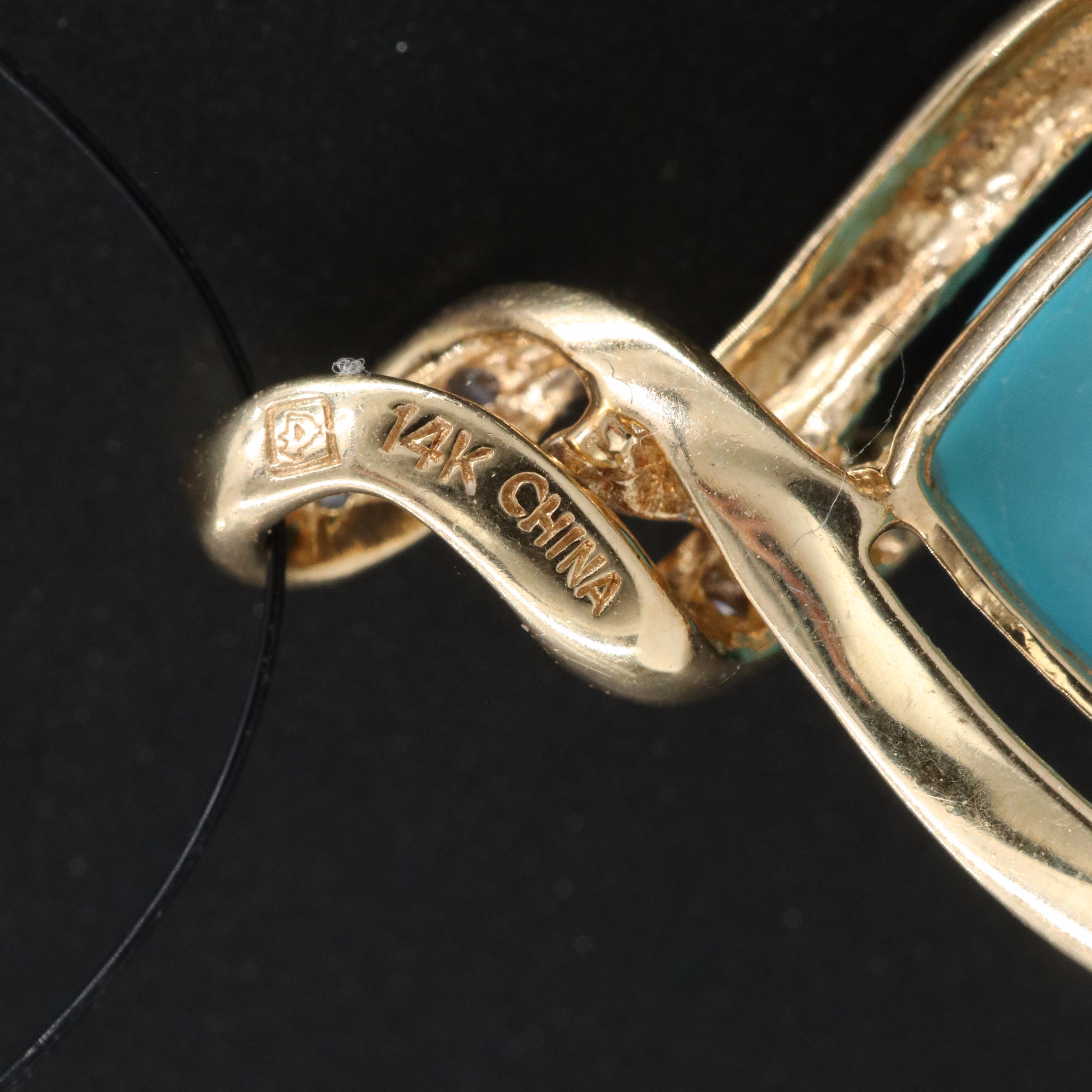 14K Turquoise and Diamond Pendant