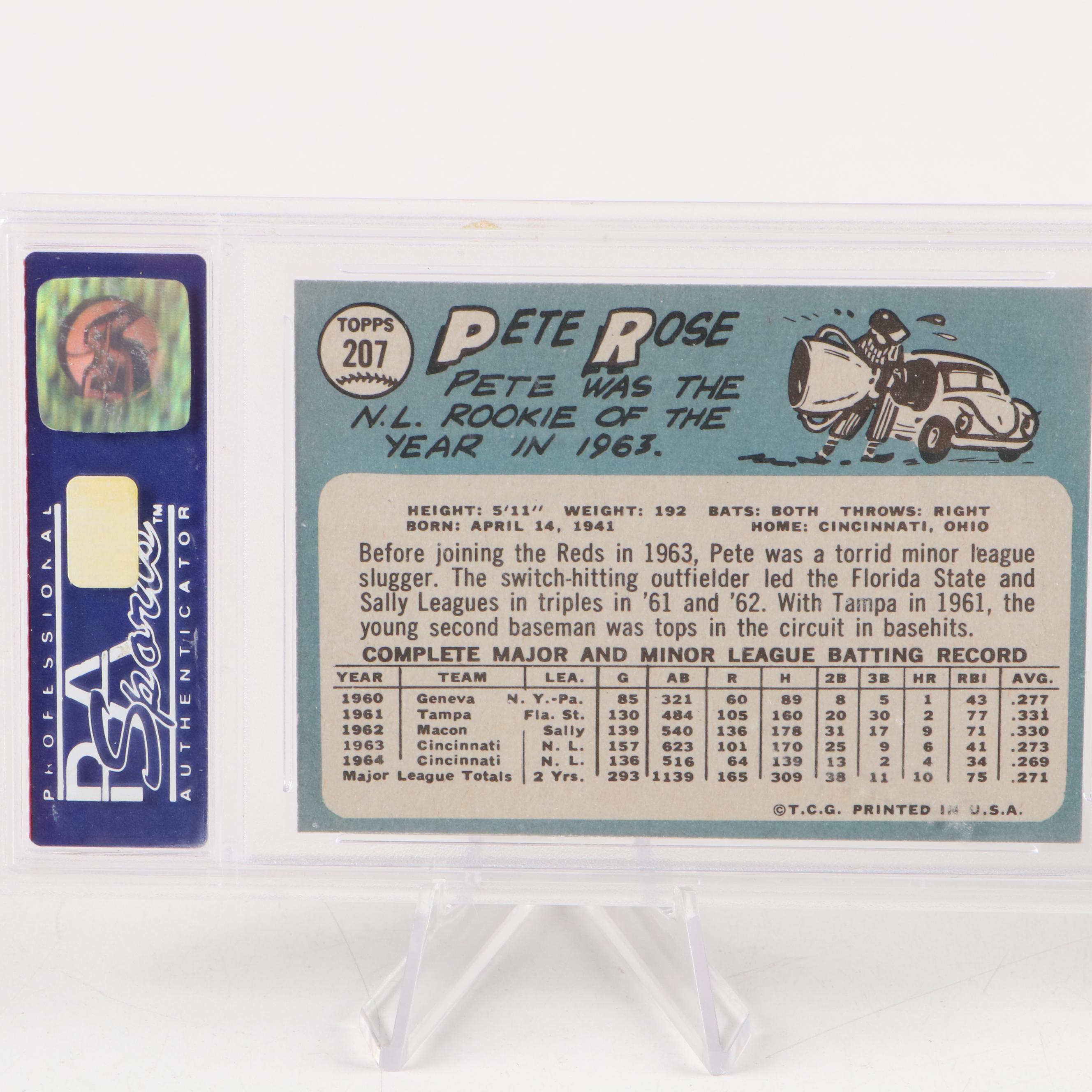 1965 Topps Pete Rose Baseball Card #207 Graded PSA 8 Near Mint