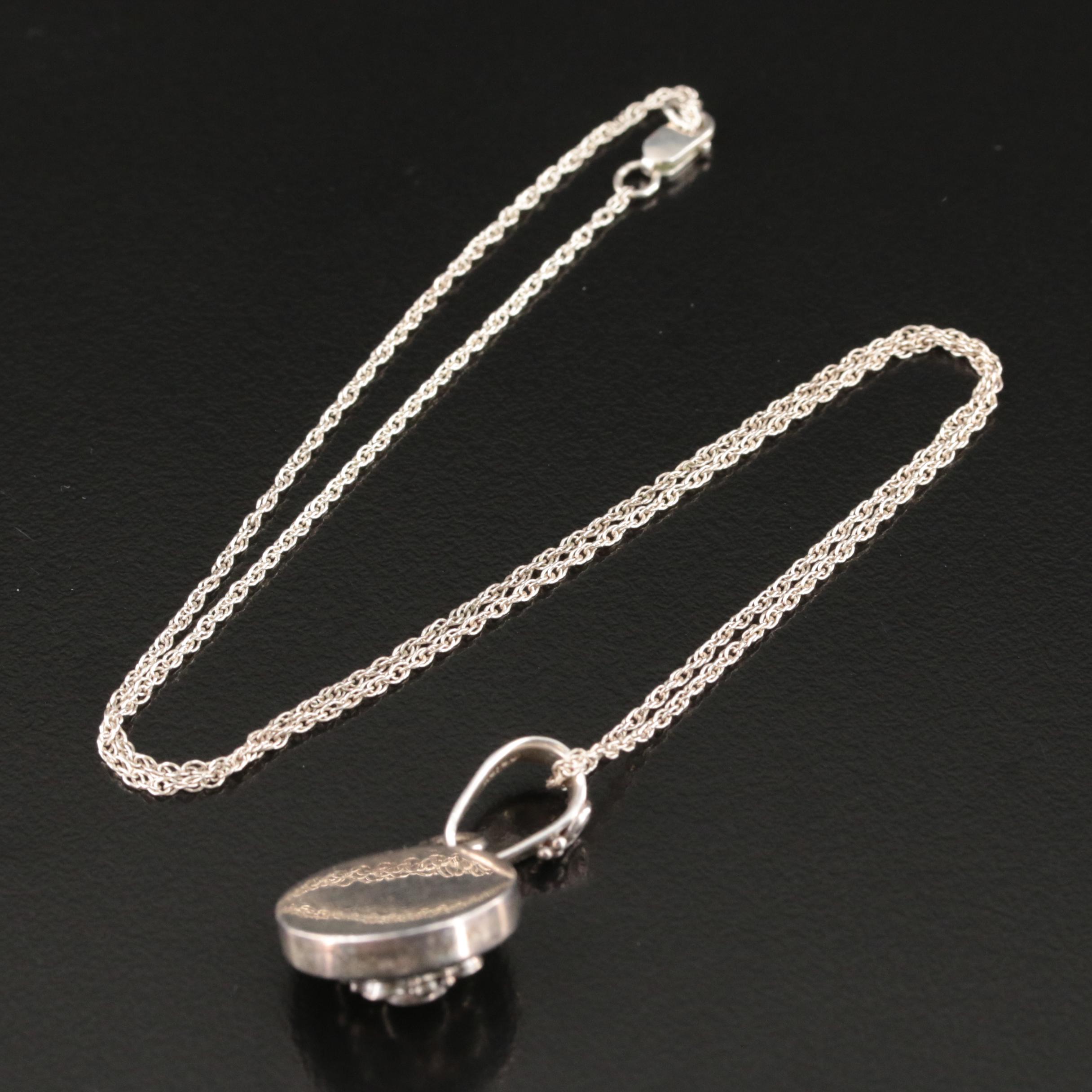 Sajen Sterling Emerald and Moss Agate Pendant Necklace