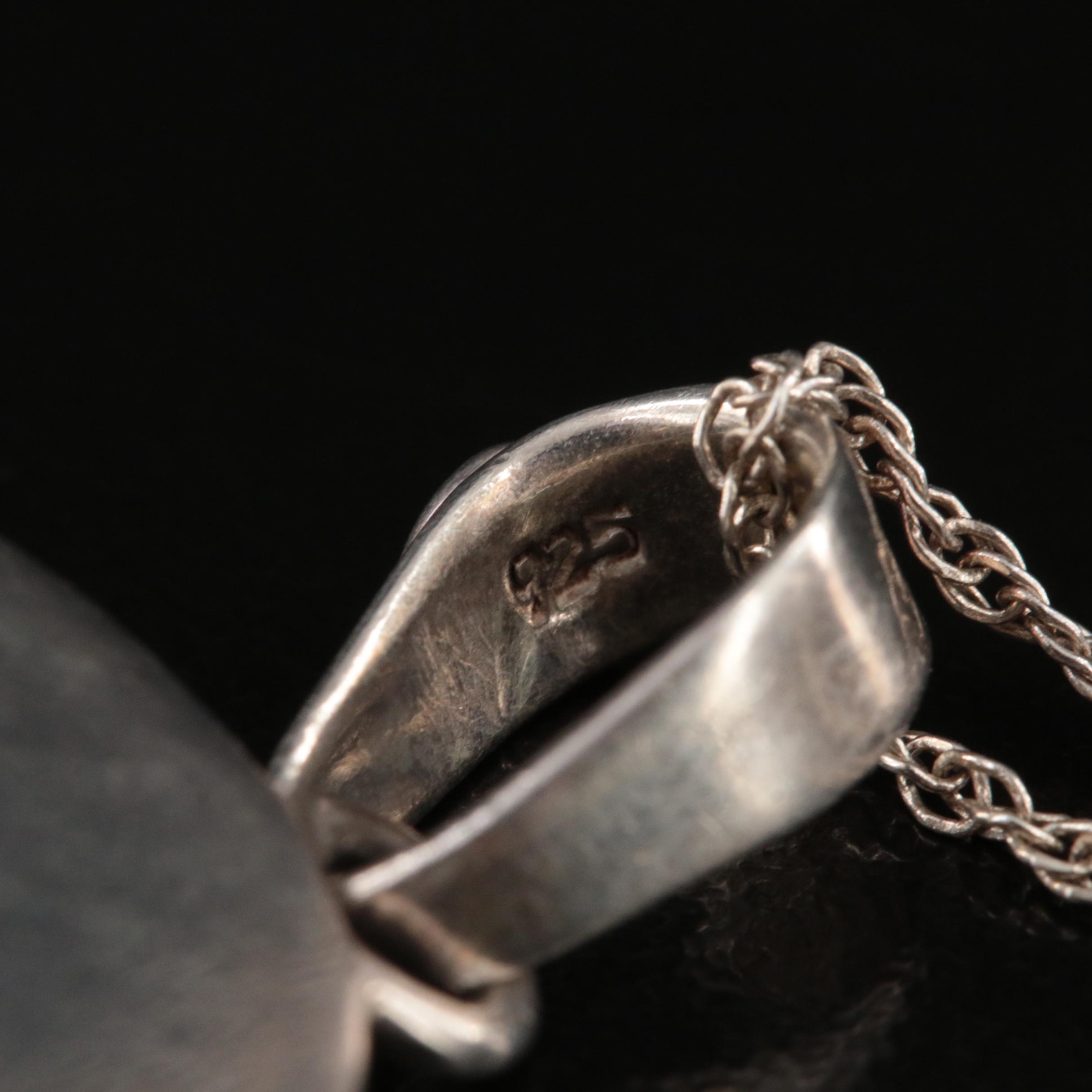 Sajen Sterling Emerald and Moss Agate Pendant Necklace