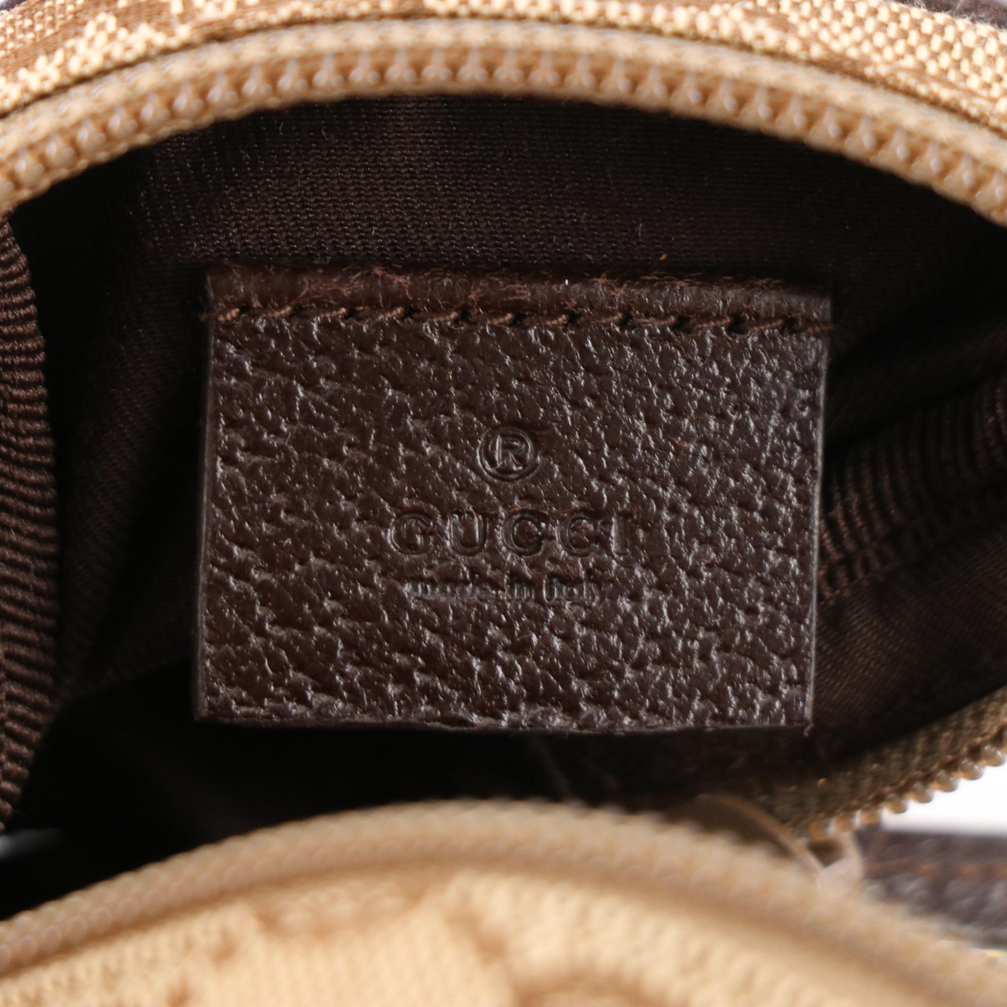 Gucci Cigarette Zip Pouch in GG Canvas and Leather Trim with Box