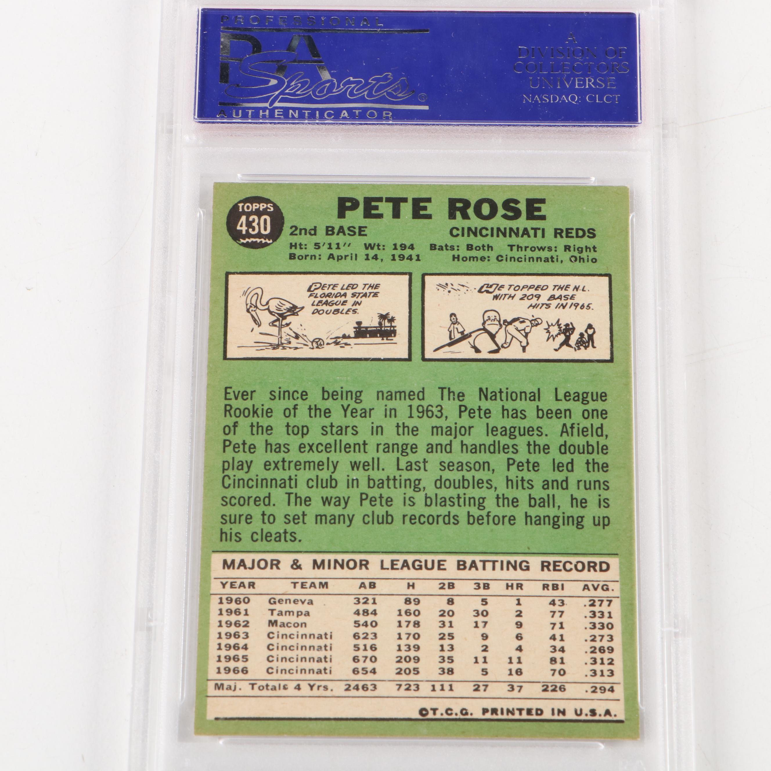 1967 Topps Pete Rose Baseball Card #430 Graded PSA 9 Mint