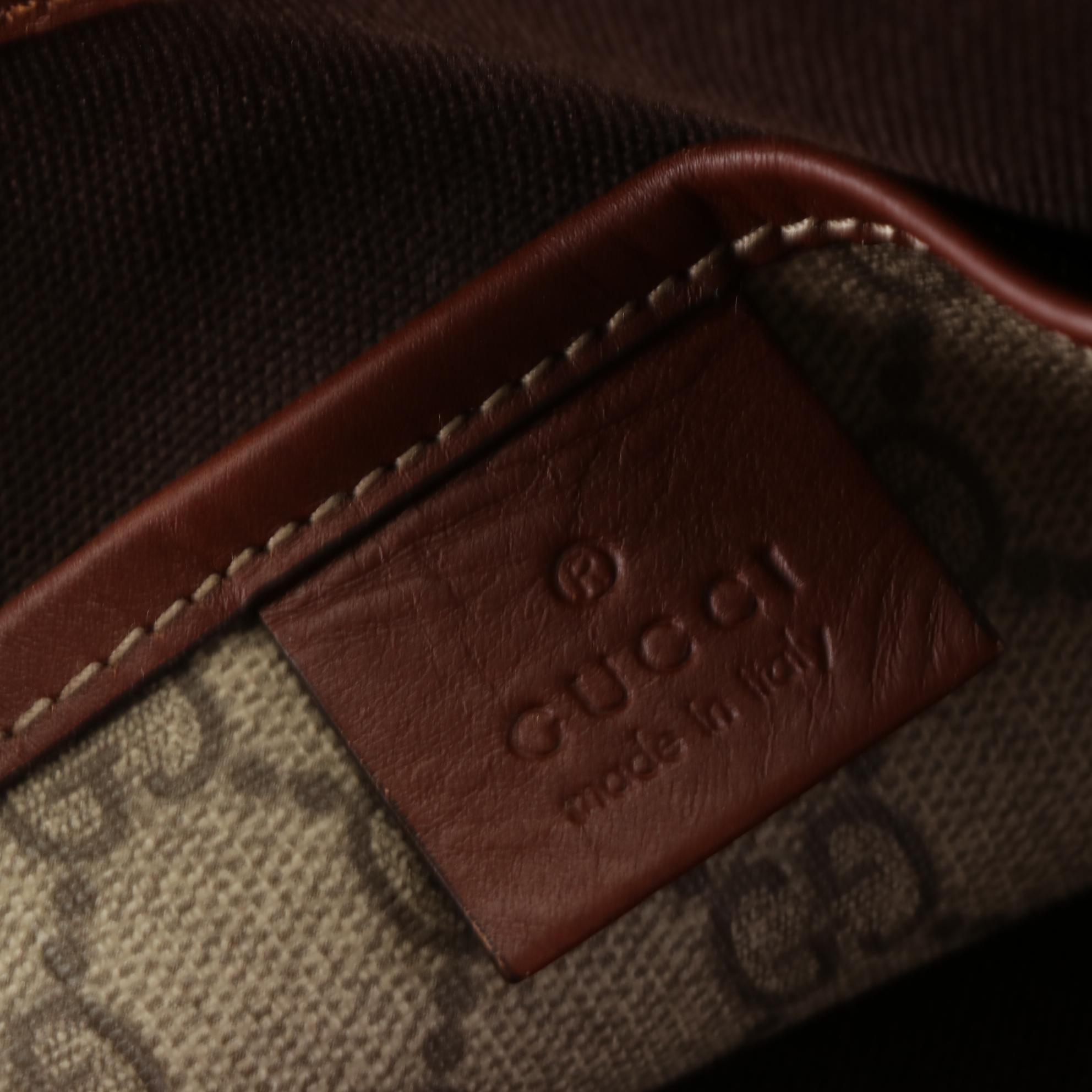 Gucci Web Detail Tall Tote in GG Supreme Canvas and Leather