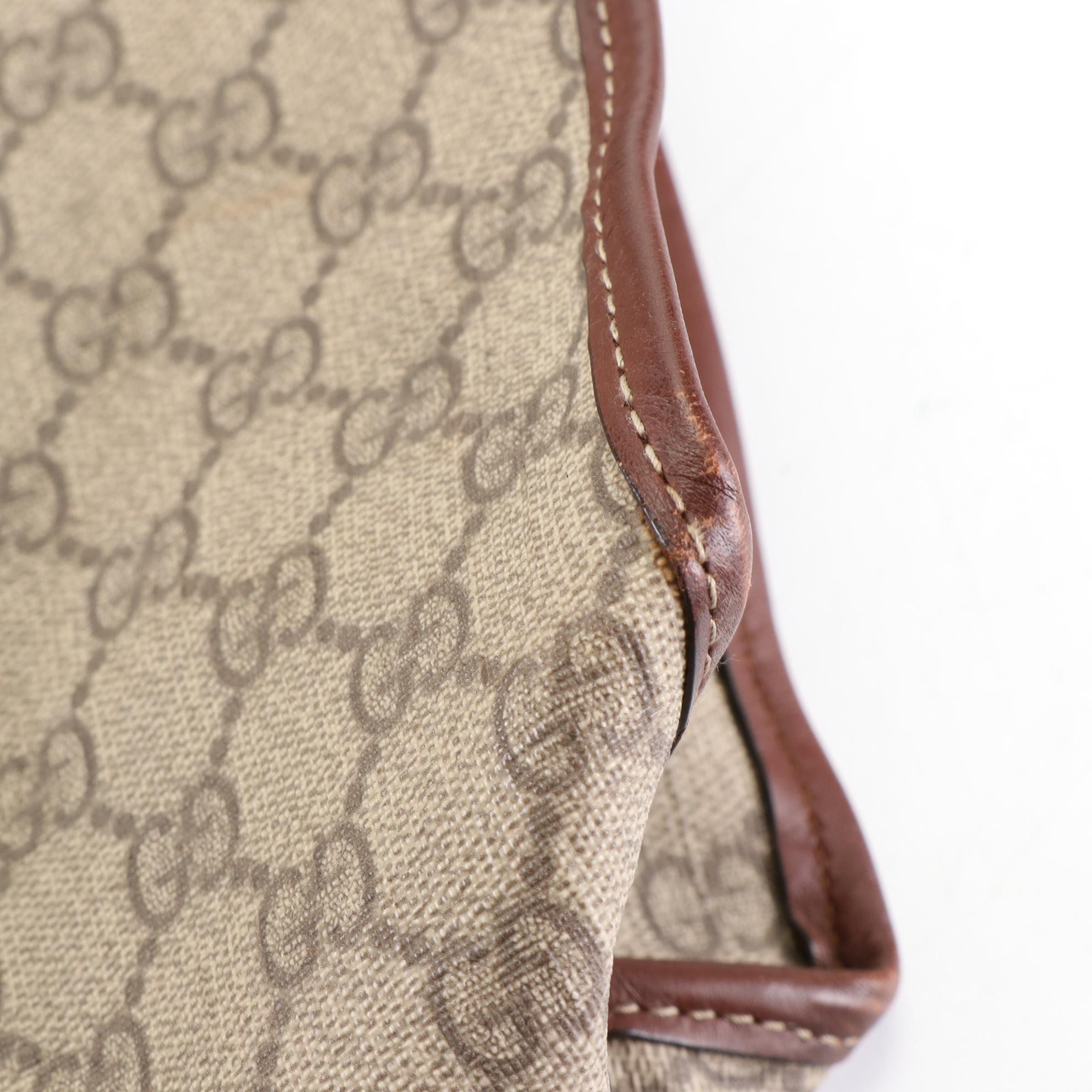 Gucci Web Detail Tall Tote in GG Supreme Canvas and Leather