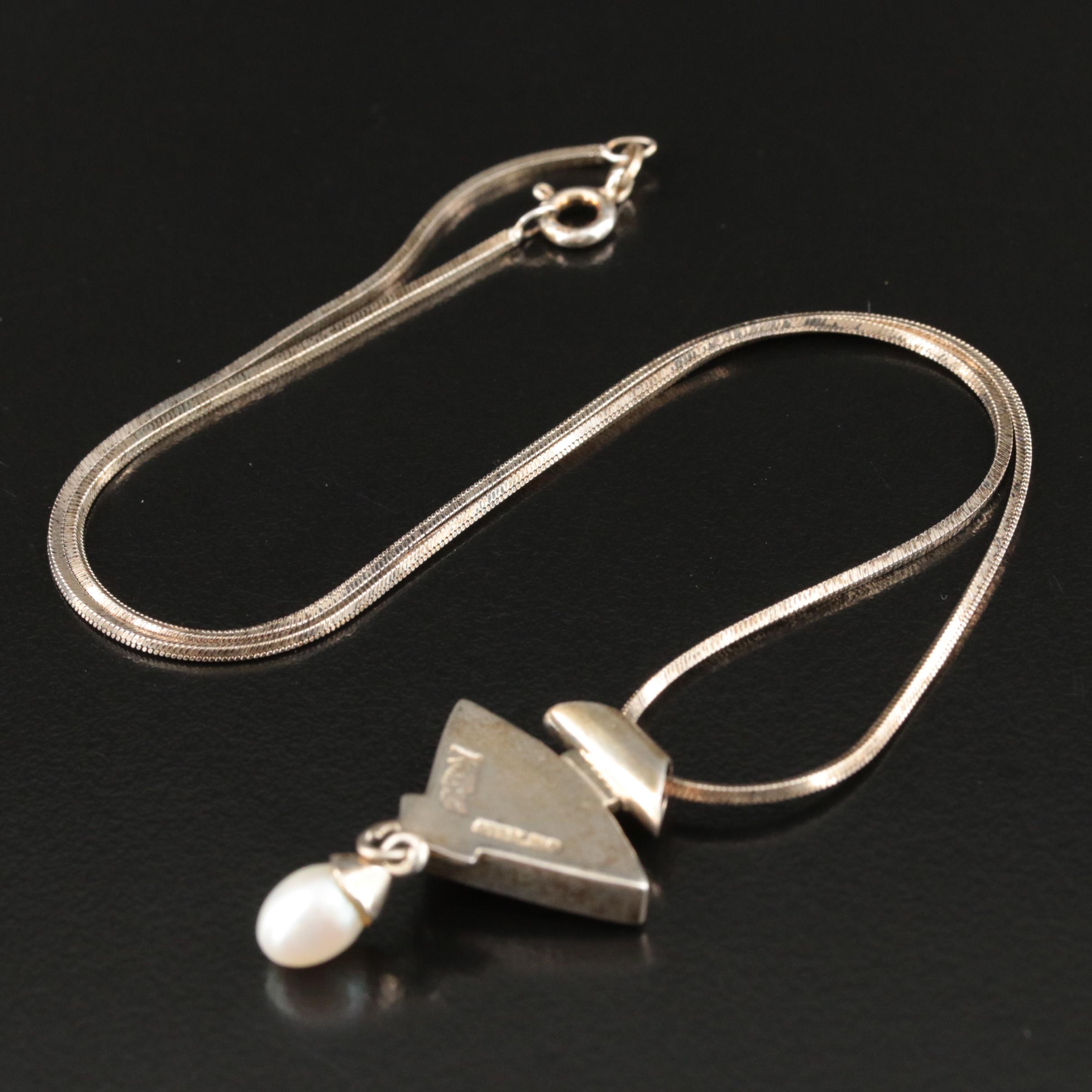 Knifewing Segura, Chiricahua Apache Sterling Coral, Turquoise and Pearl Necklace