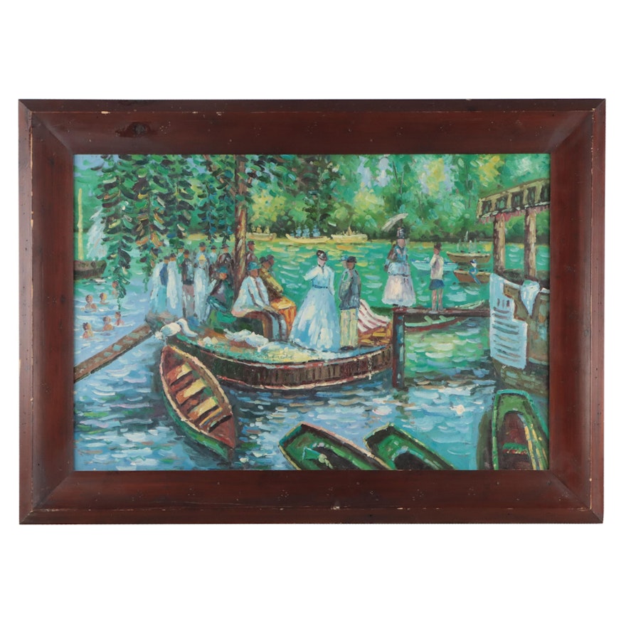 Impressionist Style Oil Painting After Renoir "La Grenouillere"