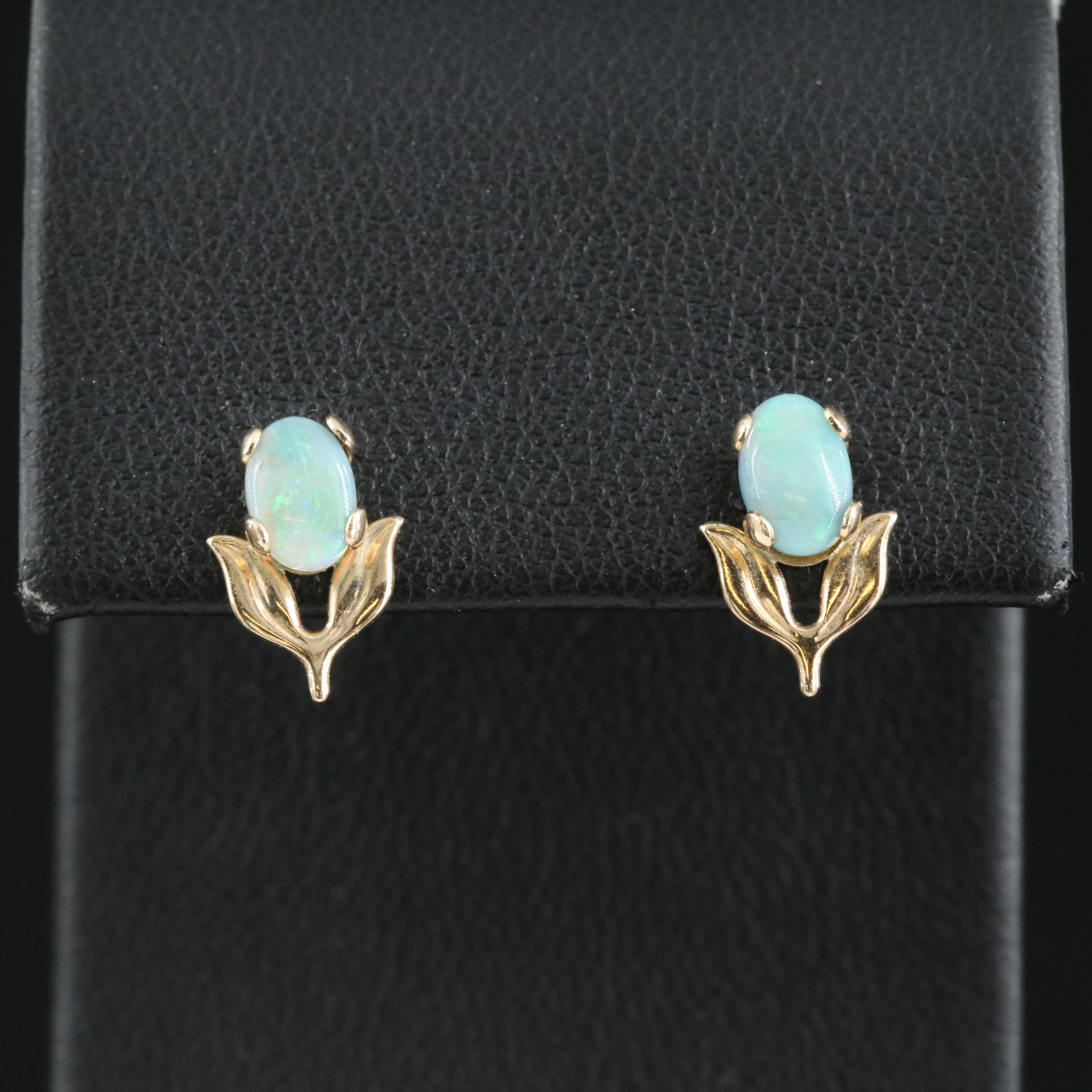 14K Opal Flower Earrings