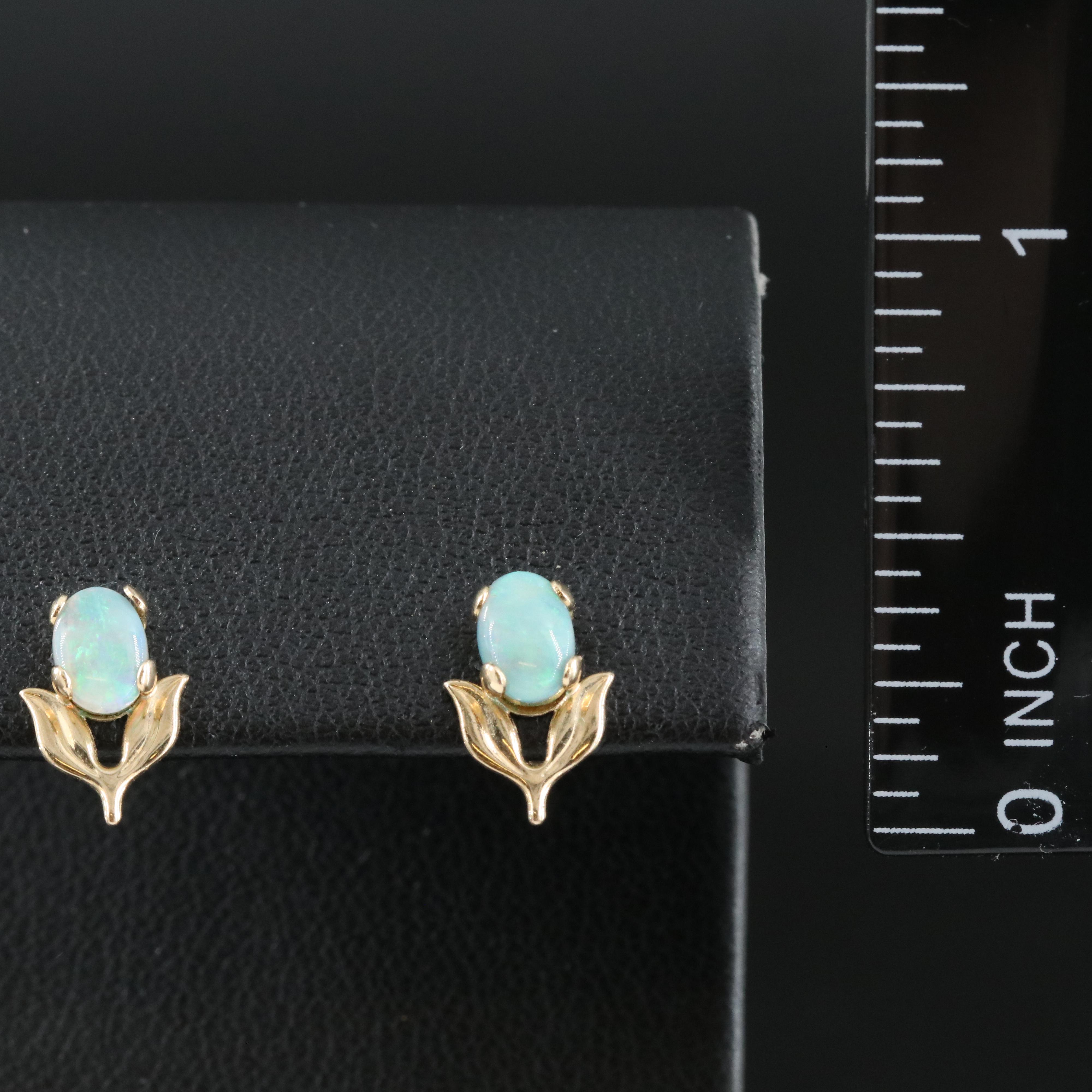 14K Opal Flower Earrings
