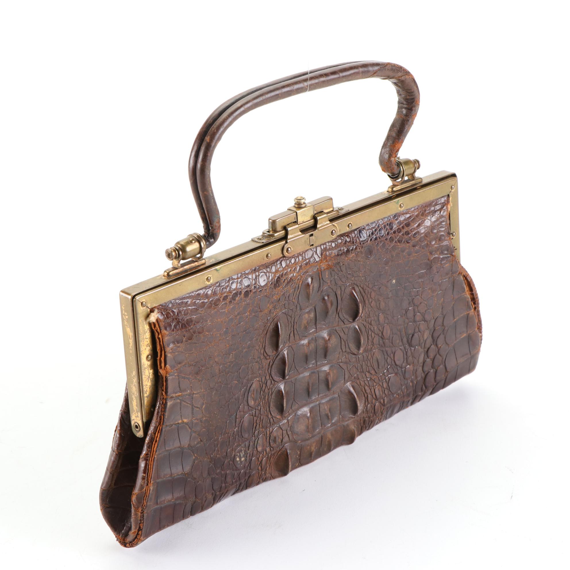 Caiman Crocodile Handbag, circa 1930