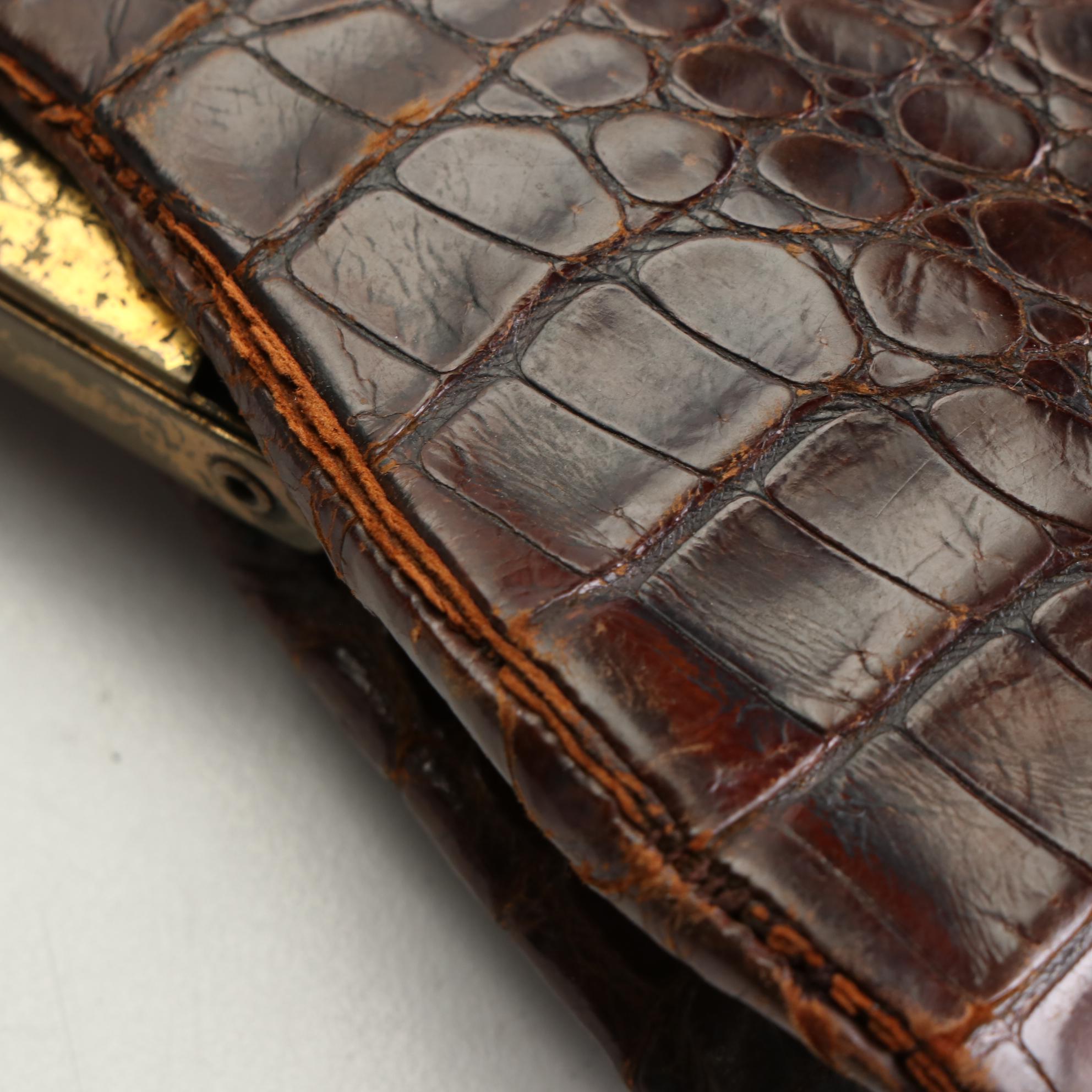 Caiman Crocodile Handbag, circa 1930