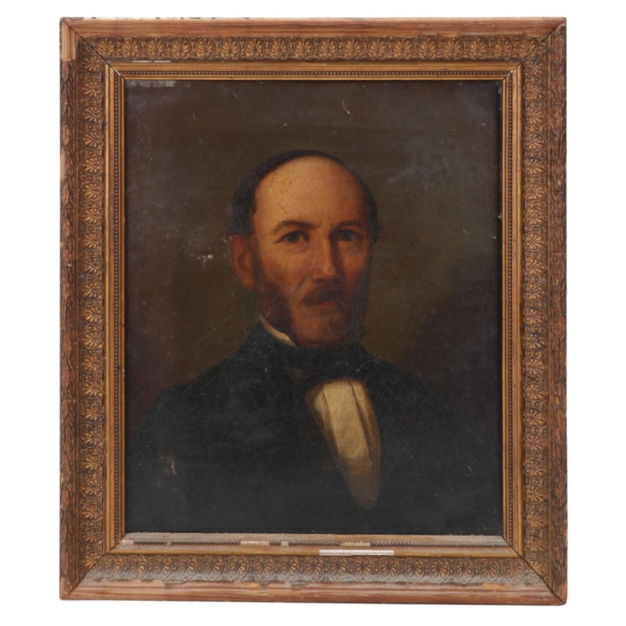 Portrait Oil Painting of Formally Dressed Gentleman, 19th Century