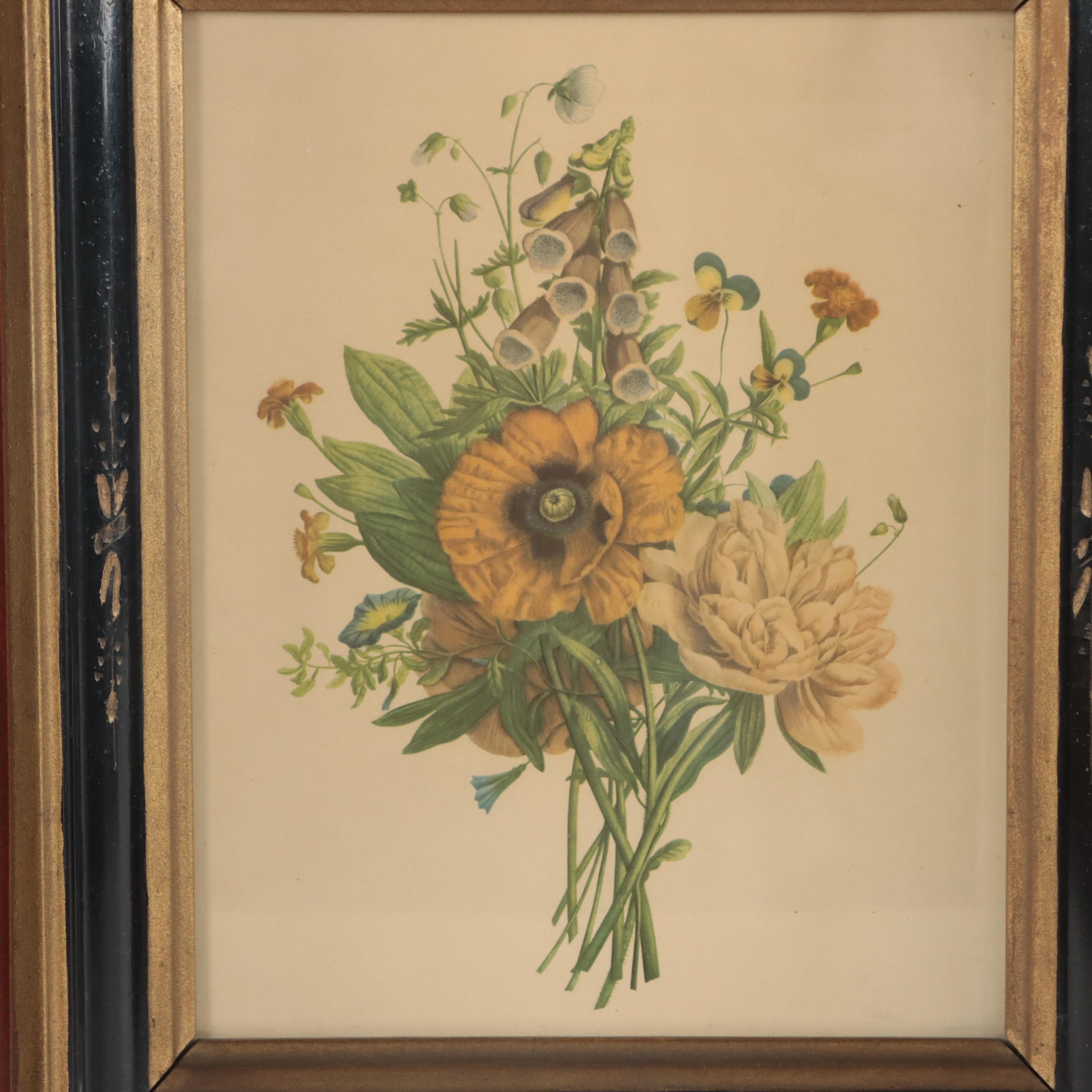Color Halftones of Floral Bouquets, Early 20th Century