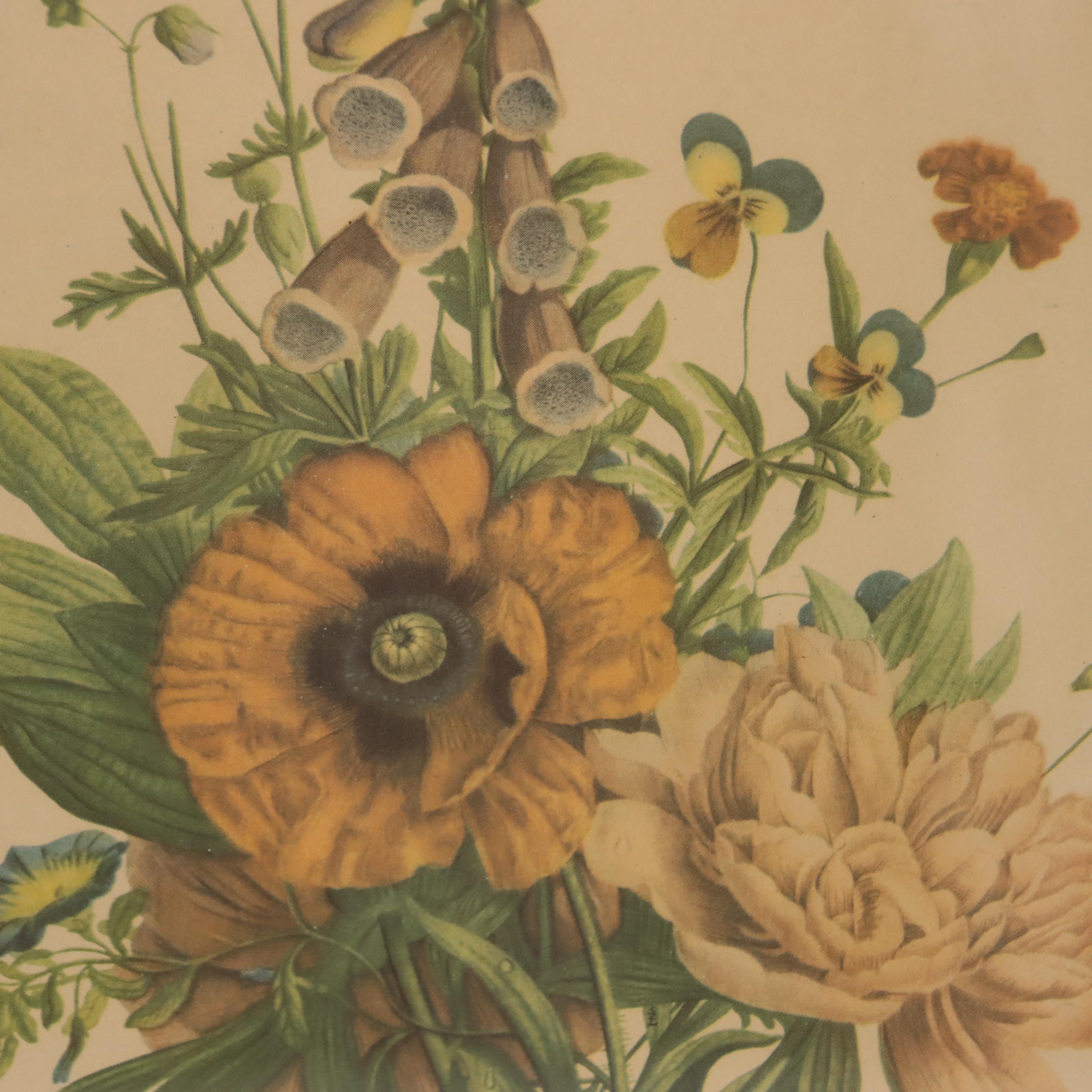 Color Halftones of Floral Bouquets, Early 20th Century