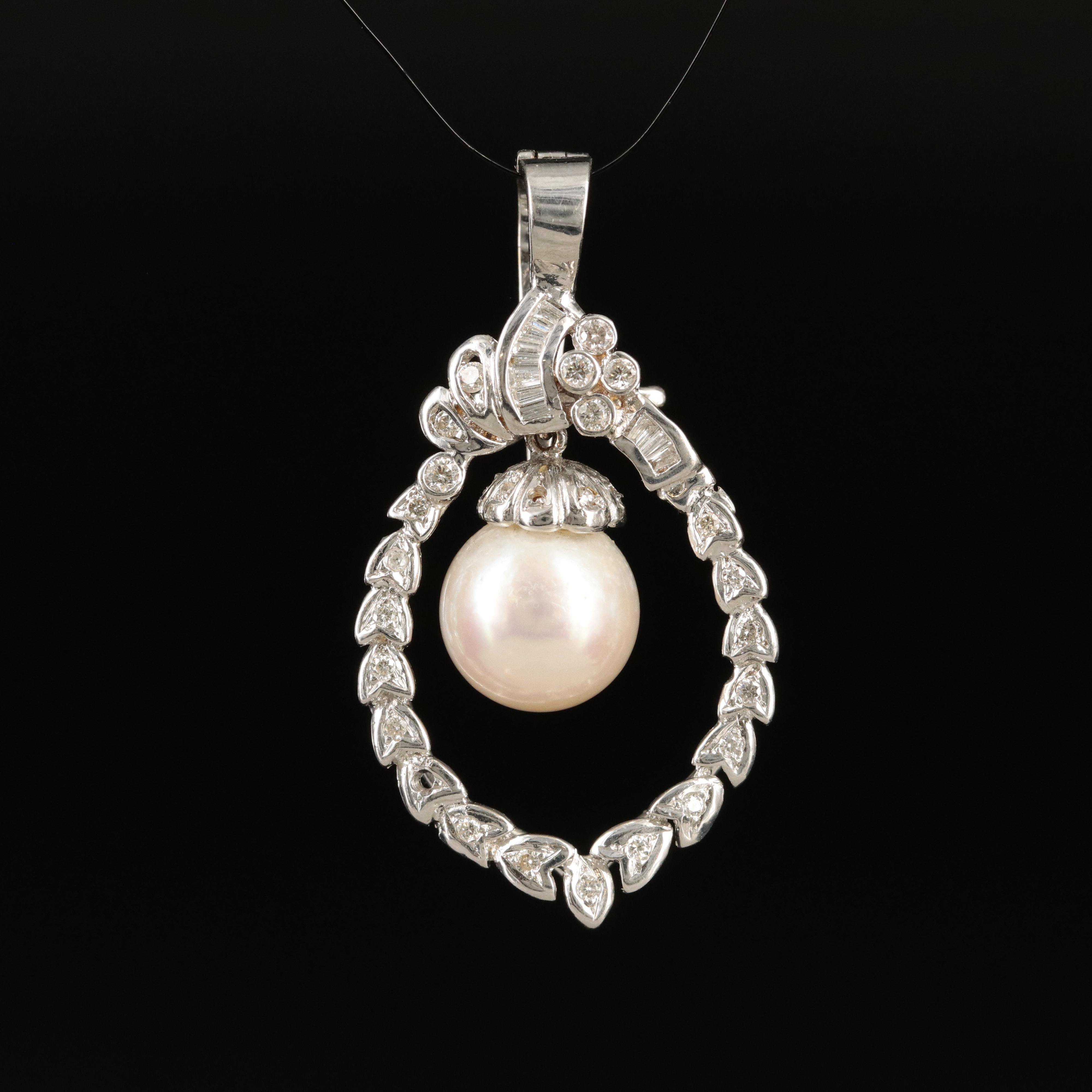 18K Pearl and Diamond Enhancer Pendant