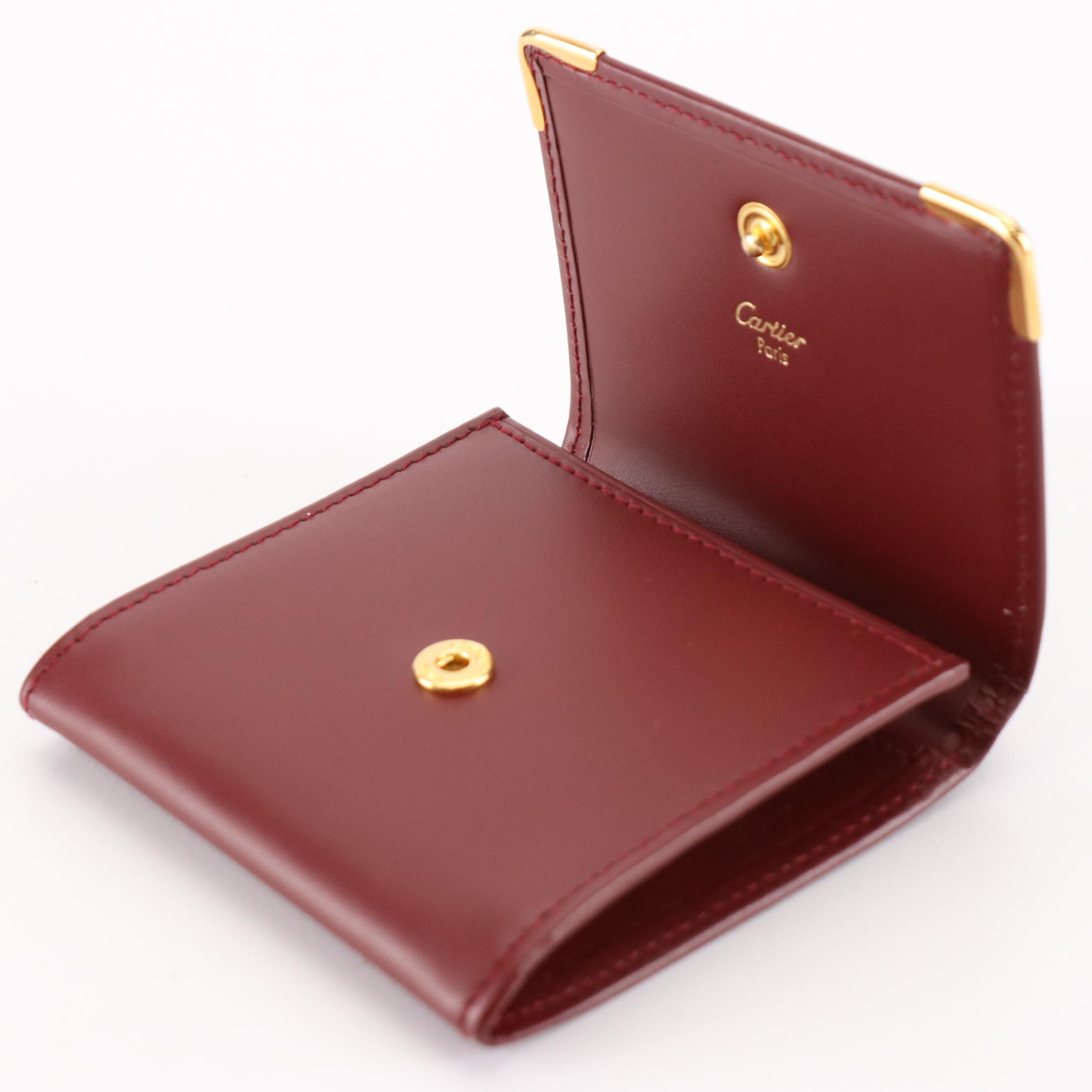 Cartier Coin Pouch in Burgundy Leather with Box
