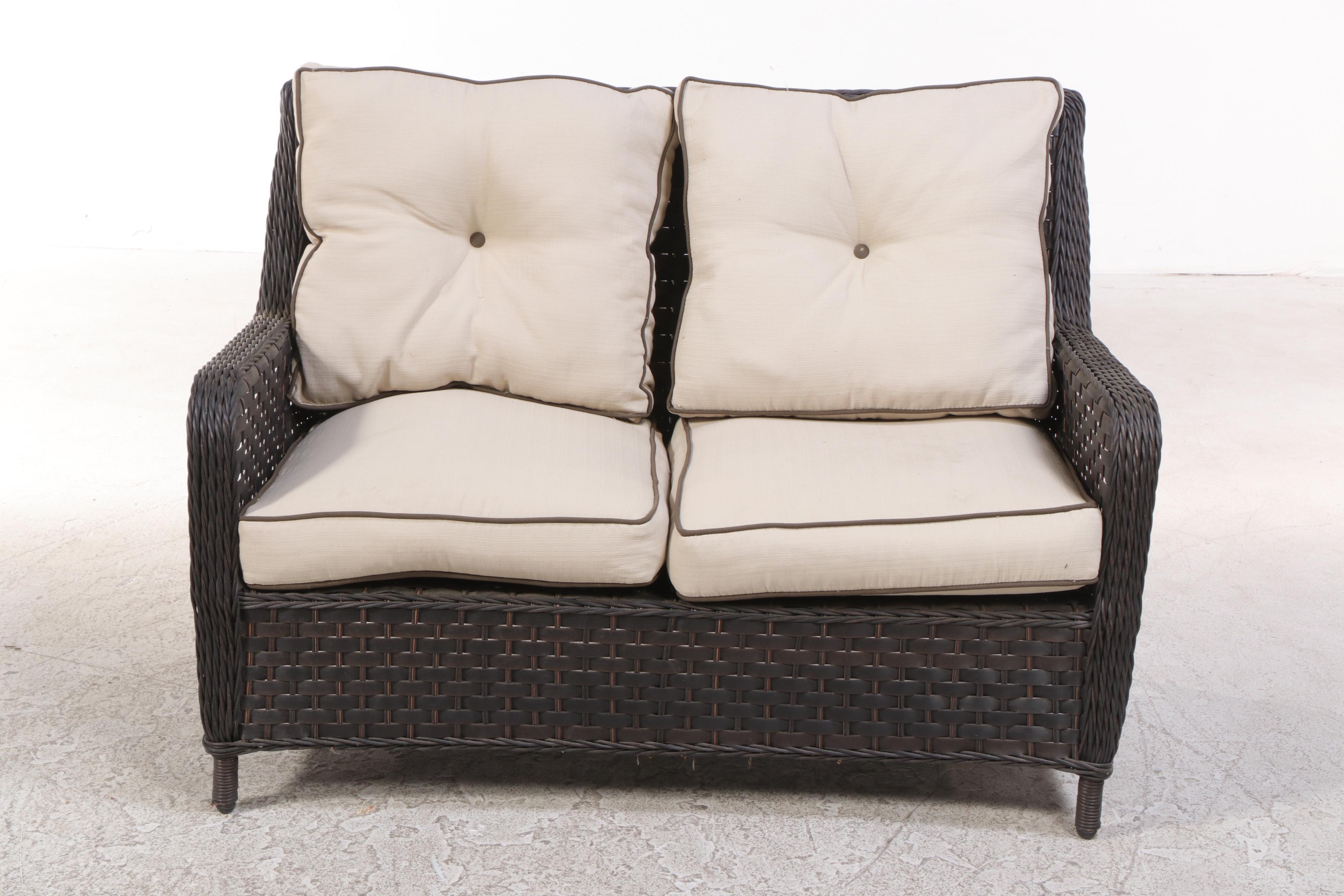 Treasure Garden Resin Wicker Patio Chairs, Loveseat, and Coffee Table