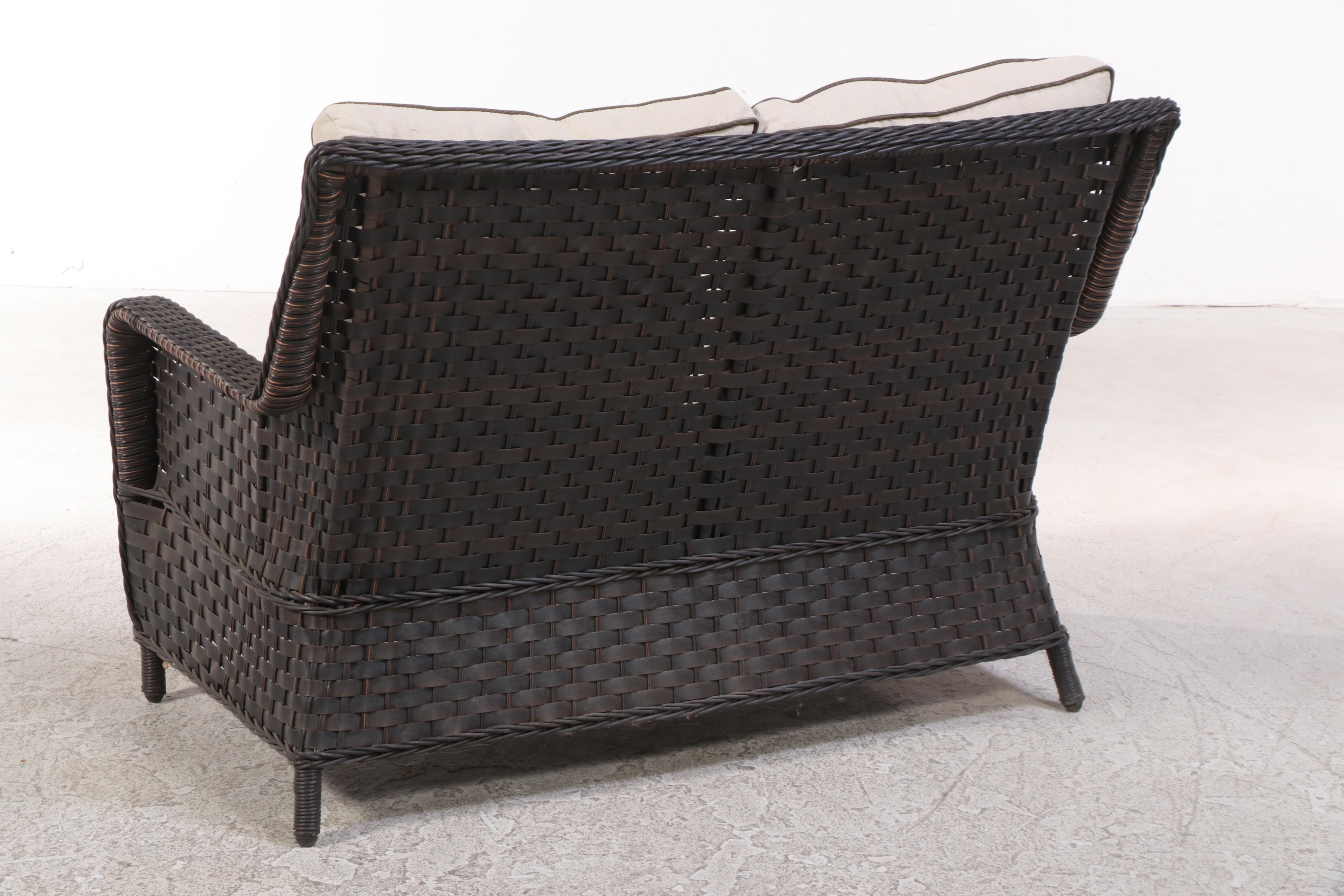 Treasure Garden Resin Wicker Patio Chairs, Loveseat, and Coffee Table