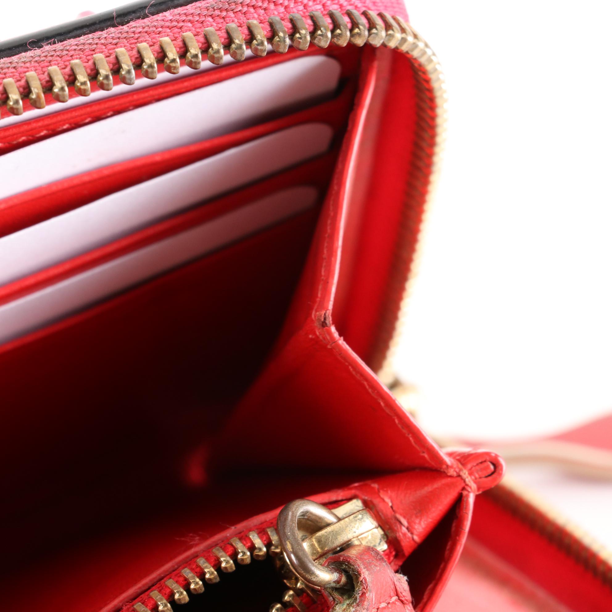 Christian Louboutin Studded Panettone Wallet in Fluorescent Pink Patent Leather