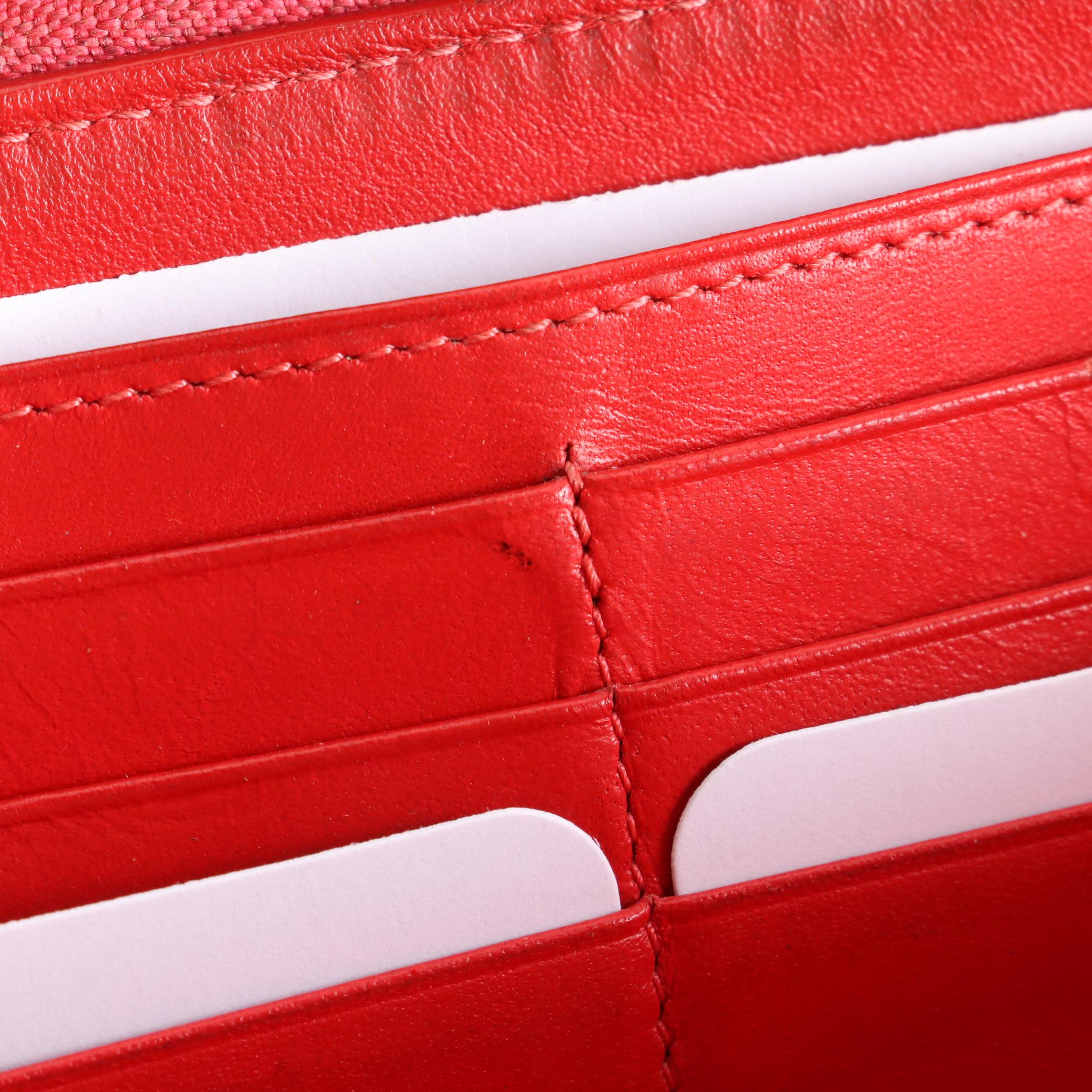 Christian Louboutin Studded Panettone Wallet in Fluorescent Pink Patent Leather