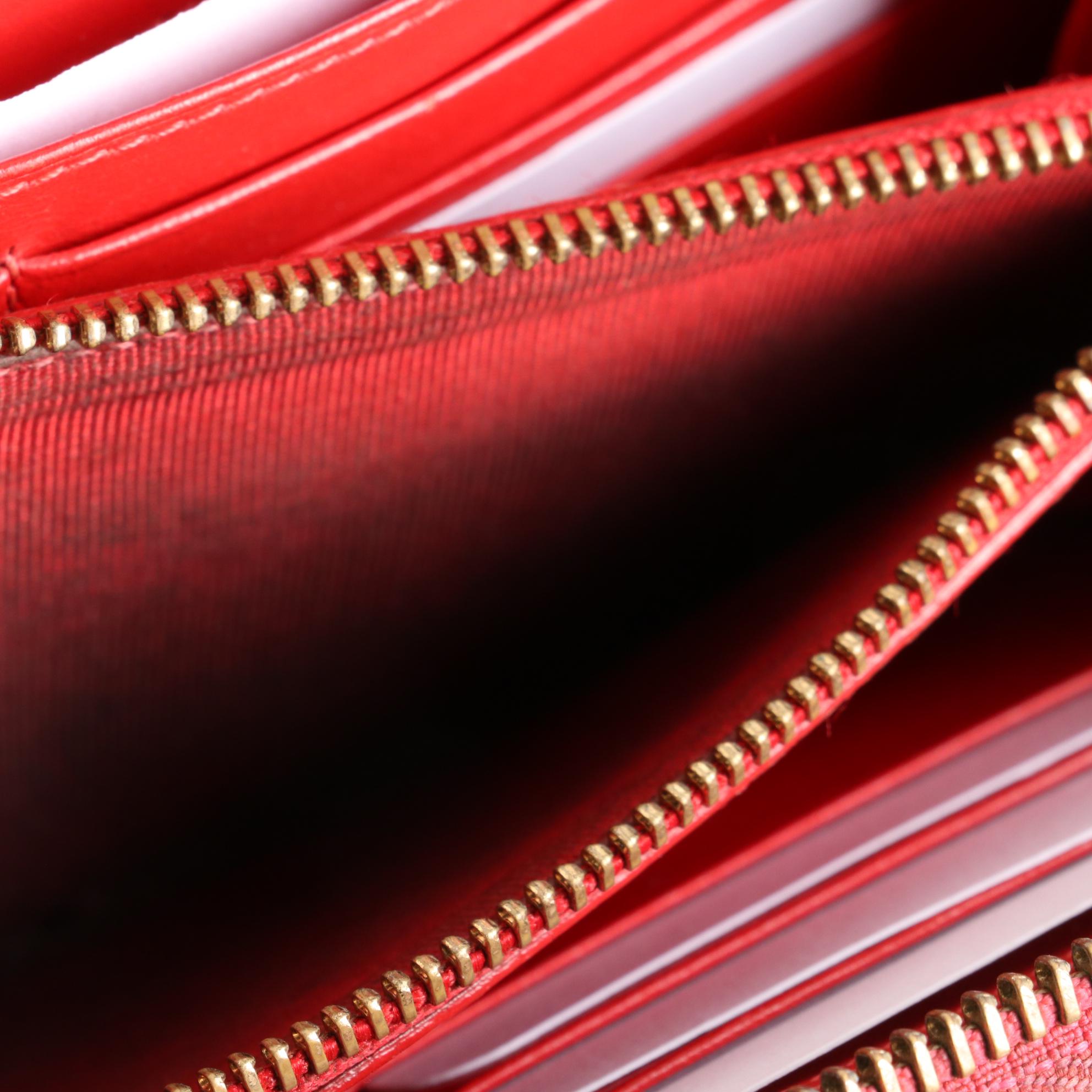 Christian Louboutin Studded Panettone Wallet in Fluorescent Pink Patent Leather