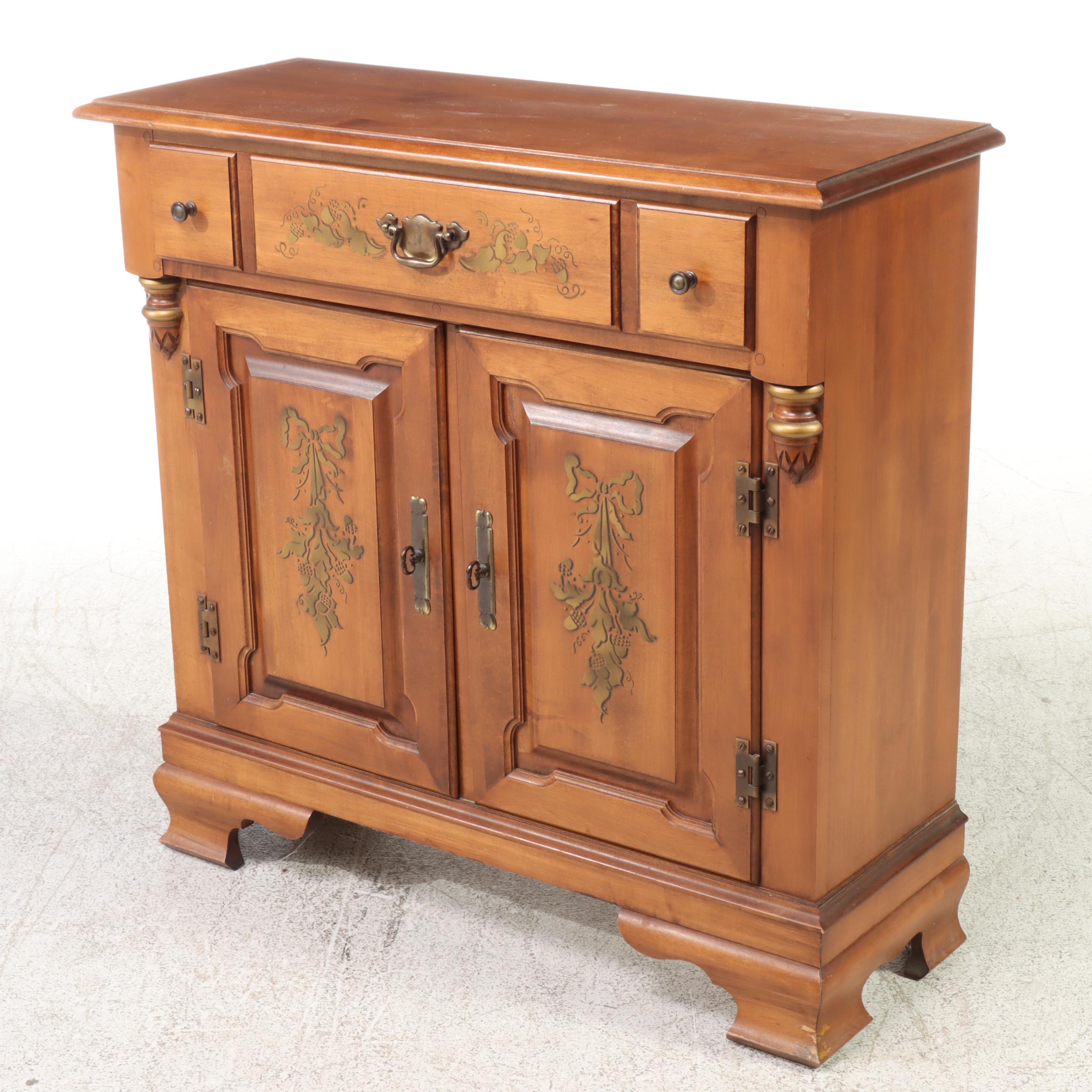 Tell City Chair Co. "Young Republic" Gilt-Stenciled Maple Console and Mirror