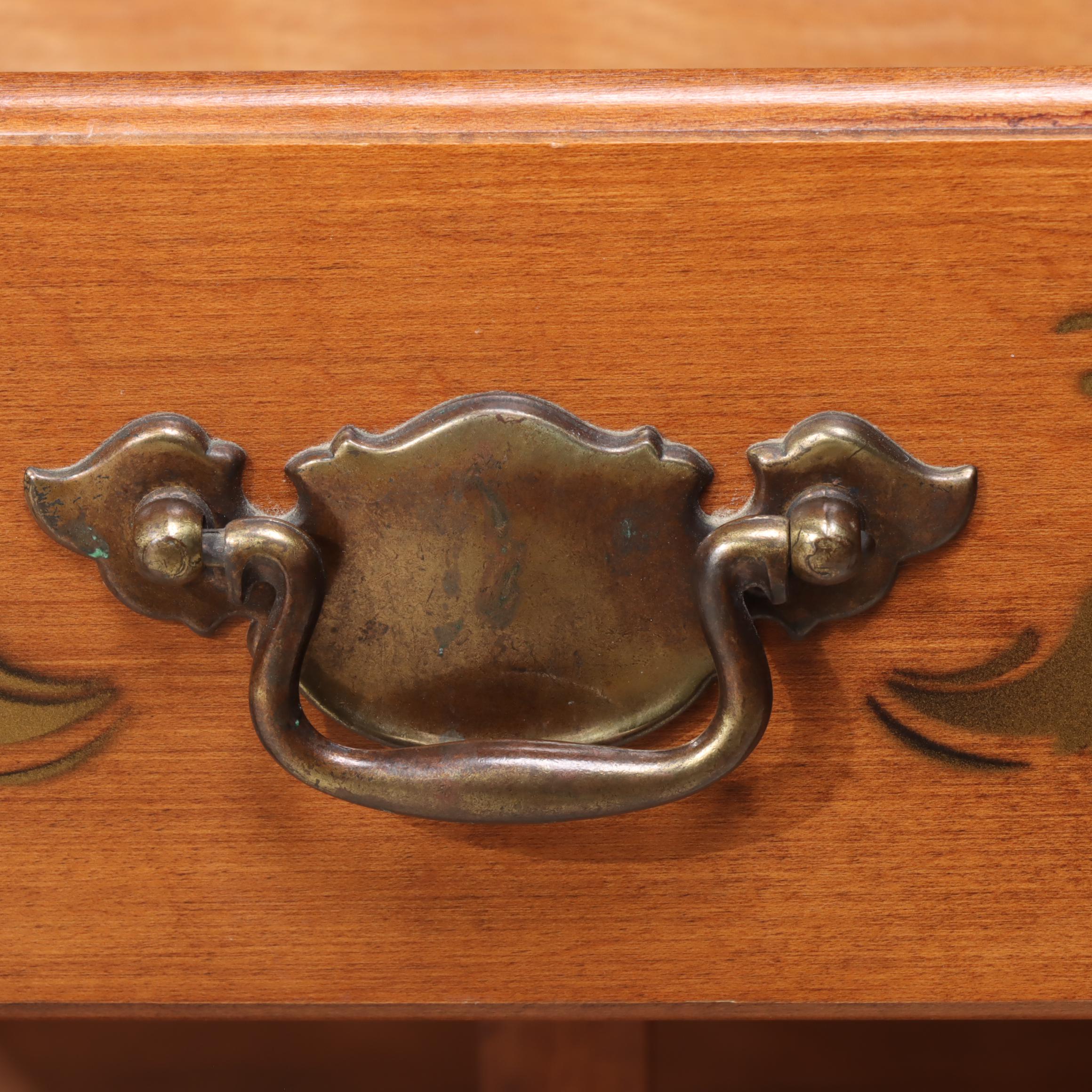 Tell City Chair Co. "Young Republic" Gilt-Stenciled Maple Console and Mirror