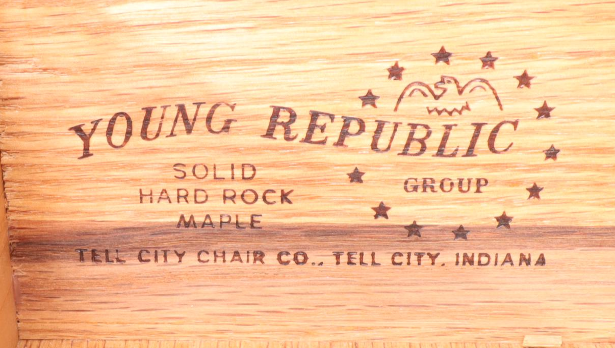 Tell City Chair Co. "Young Republic" Gilt-Stenciled Maple Console and Mirror