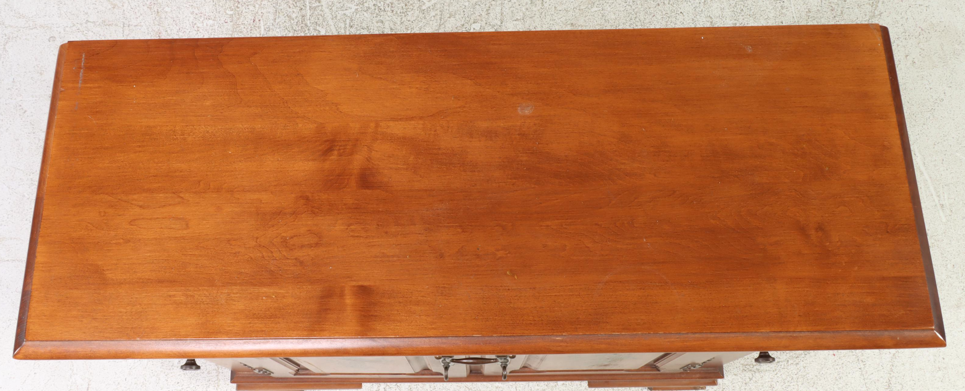 Tell City Chair Co. "Young Republic" Gilt-Stenciled Maple Console and Mirror