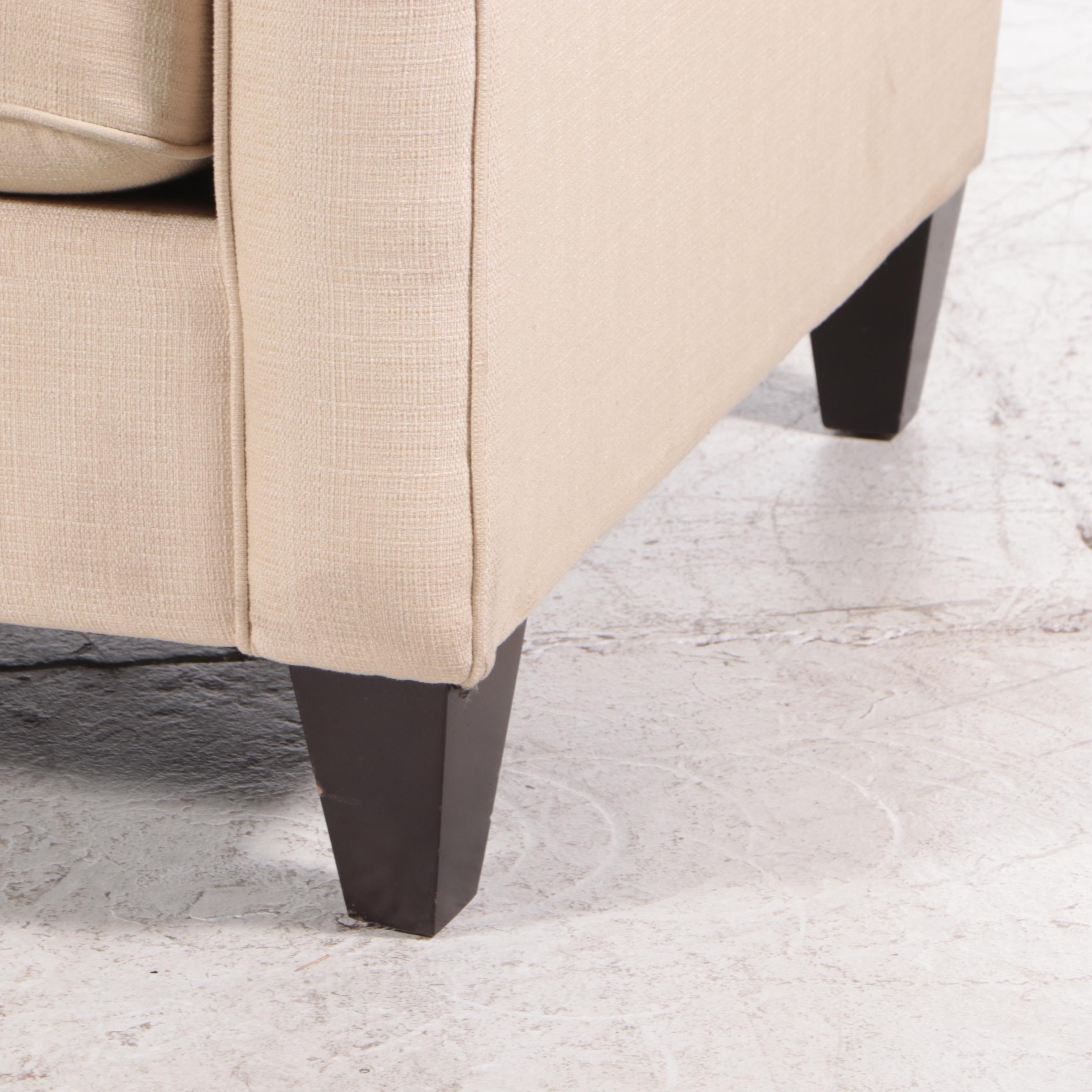 La-Z-Boy Button-Back Two-Seat Roll Arm Sofa in Oatmeal