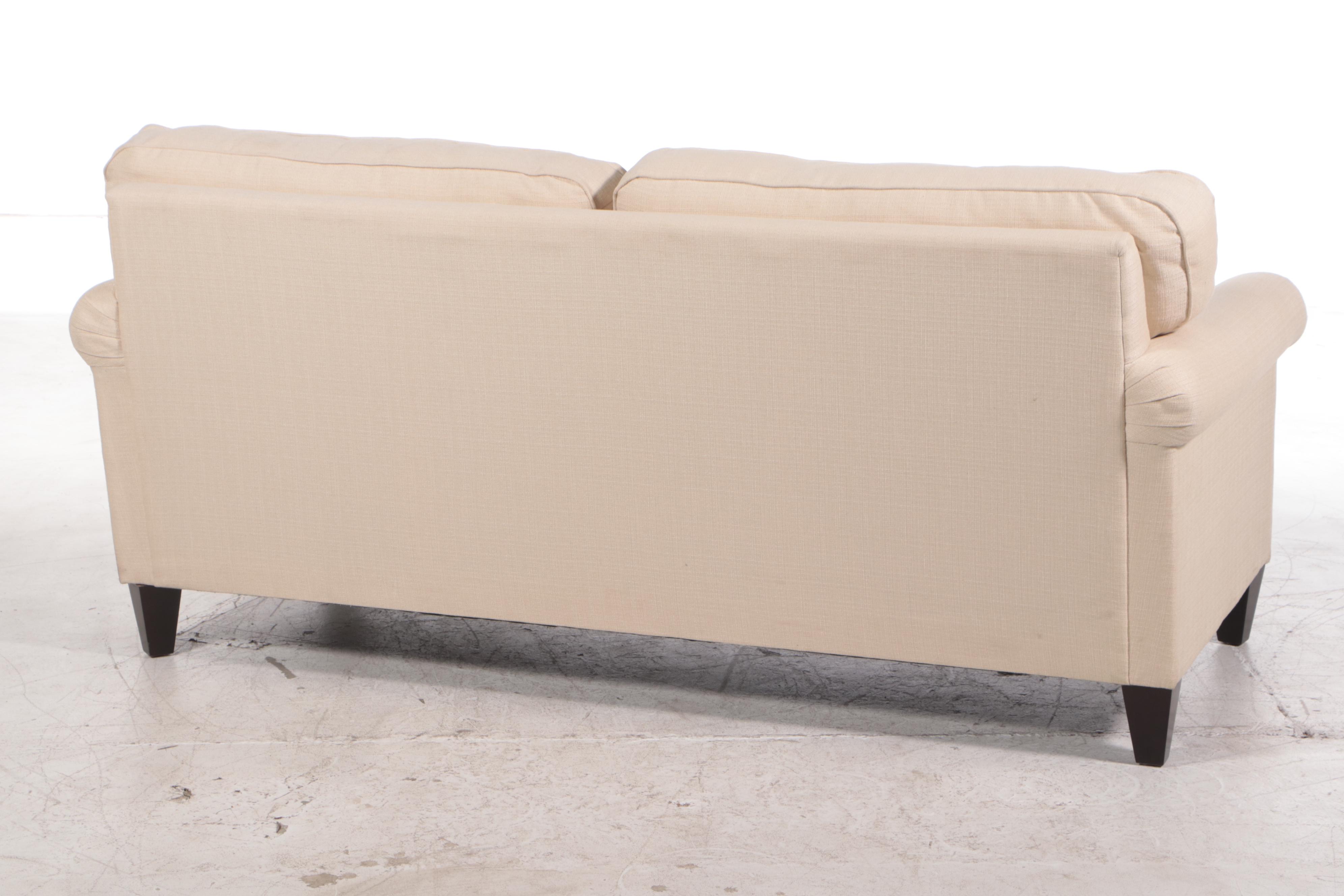 La-Z-Boy Button-Back Two-Seat Roll Arm Sofa in Oatmeal